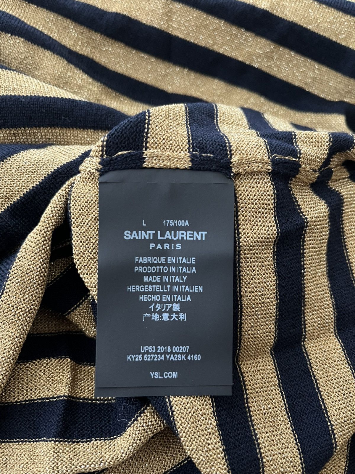 Hedi Slimane × Saint Laurent Paris × Yves Saint Laurent $1,350 Value Rare Super Runway Celebrity Stripe Shirt New Size US L / EU 52-54 / 3 - 5 Thumbnail
