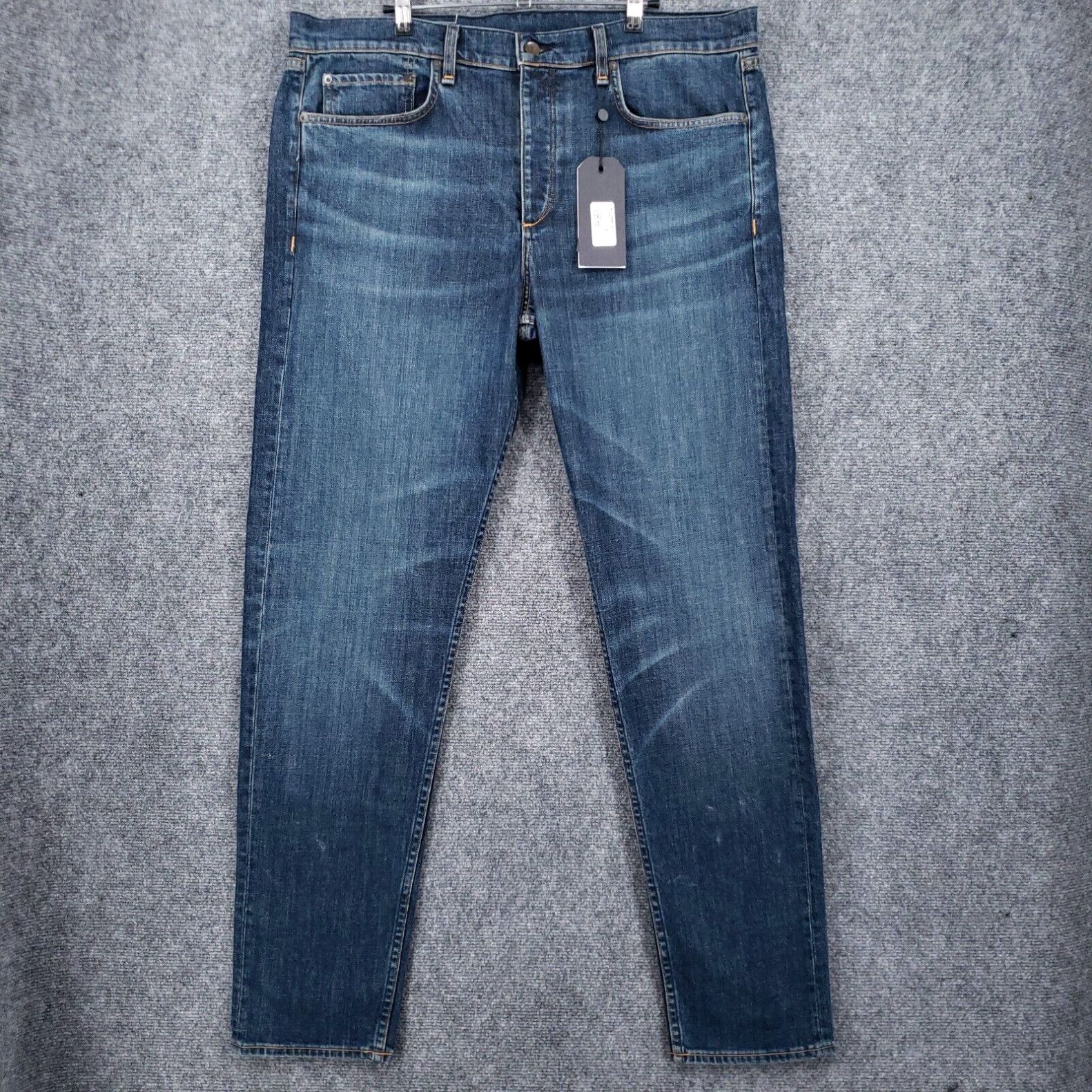 Image of New Rag Bone Jeans Men 38 Blue Fit 2 Slim Tapered Kaihara Denim Button Fly 40X34 in White