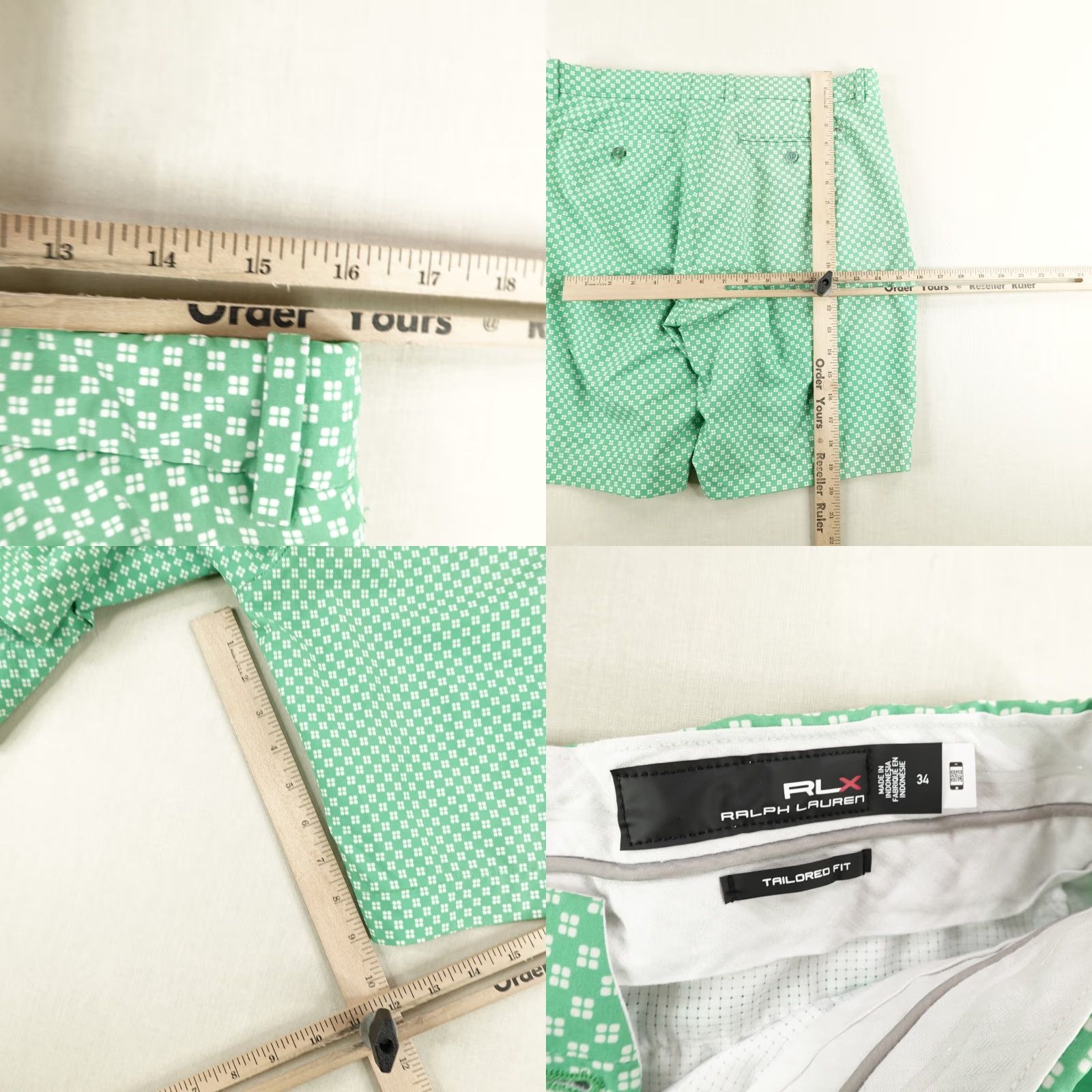 RLX Ralph Lauren RLX Ralph Lauren Shorts Mens 34 Geometric Chino 9" Inseam Green Tailored Fit Casual Stretch Pocketed RLX Golf Brand Mens Size US 32 / EU 48 - 8 Thumbnail