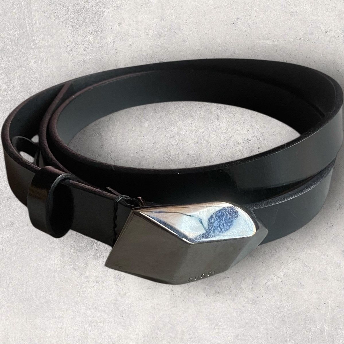 Gucci Gucci Geometric Rock Shape Blk Patent Leather Belt Size ONE SIZE - 2 Thumbnail