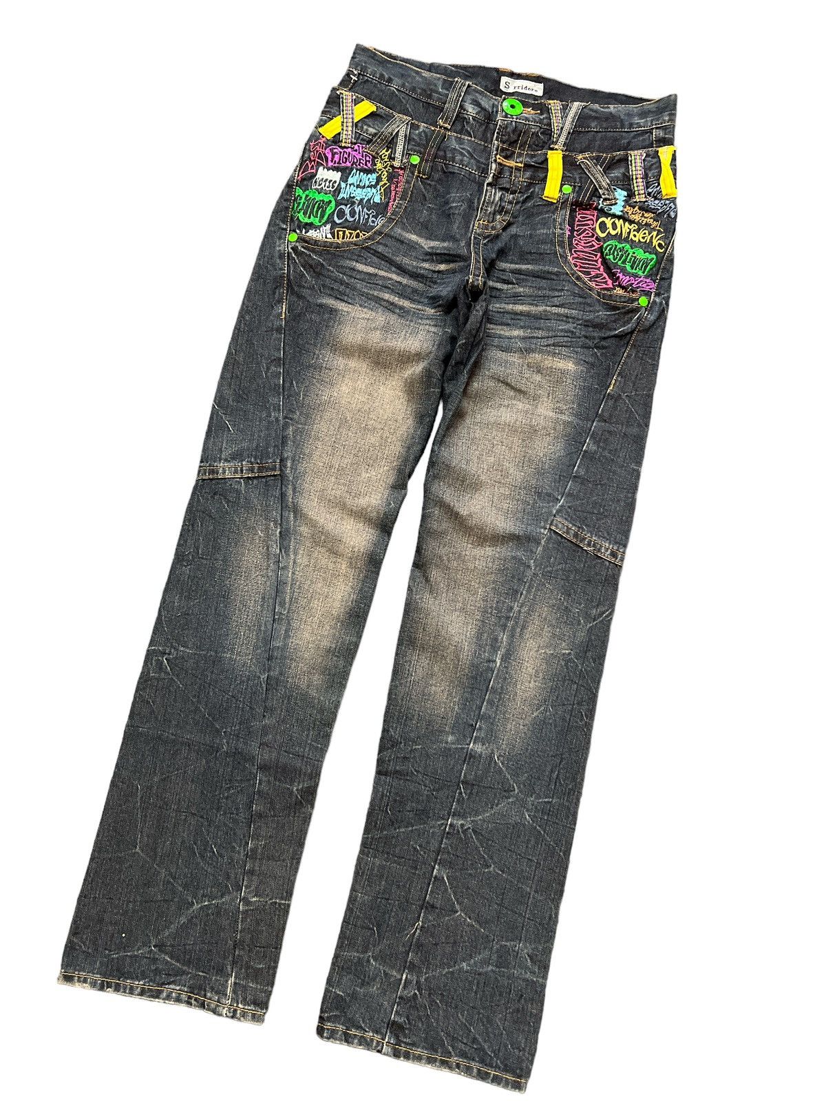 Japanese Brand × Vintage DOUBLE WAIST💥SORRIDERE EMBROIDERED DISTRESSED DENIM PANT Size US 30 / EU 46 - 5 Thumbnail