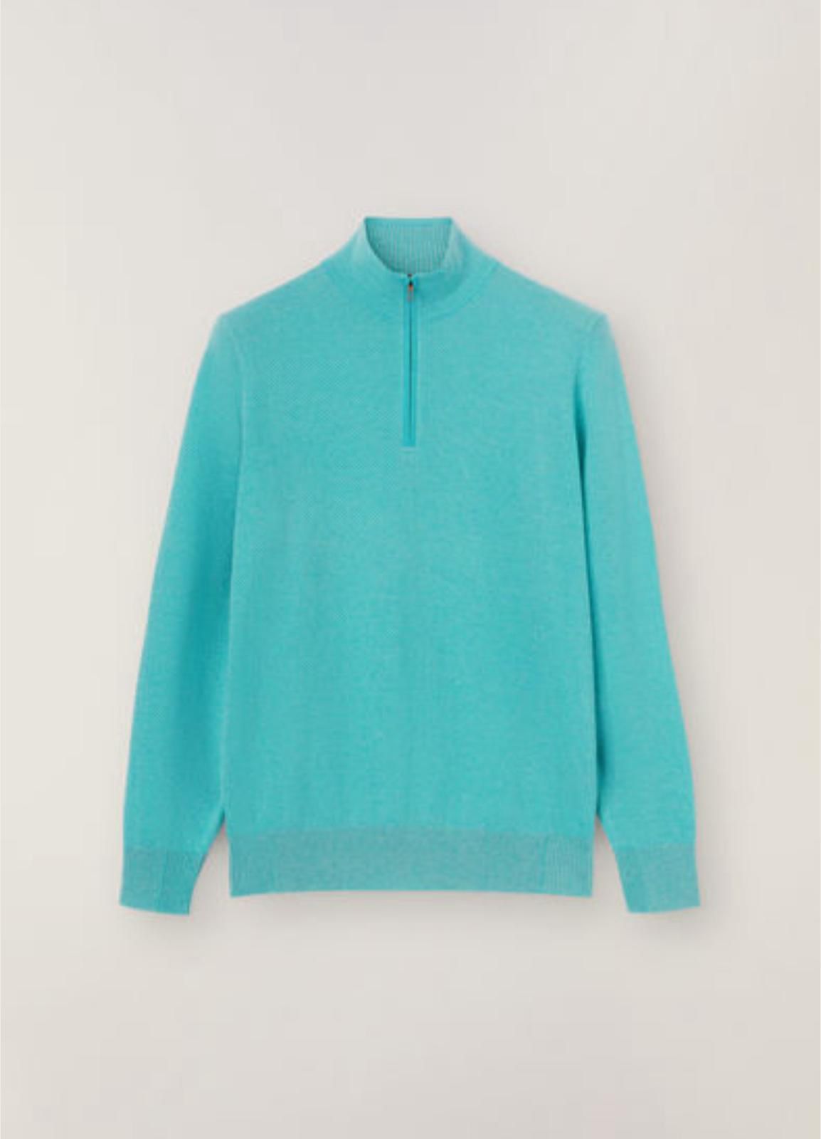 Loro Piana o1srvl11e0824 Mezzocollo Roadster Sweater in Mint Blue Size US S / EU 44-46 / 1 - 1 Preview