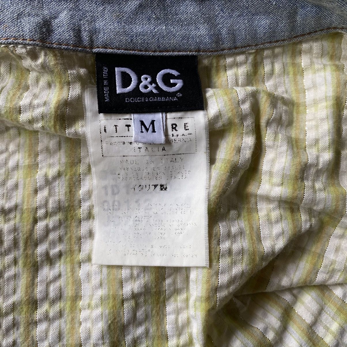 Dolce & Gabbana D&G Green Stripe Sleeveless Blouse with Denim Collar Size M / US 6-8 / IT 42-44 - 16 Thumbnail