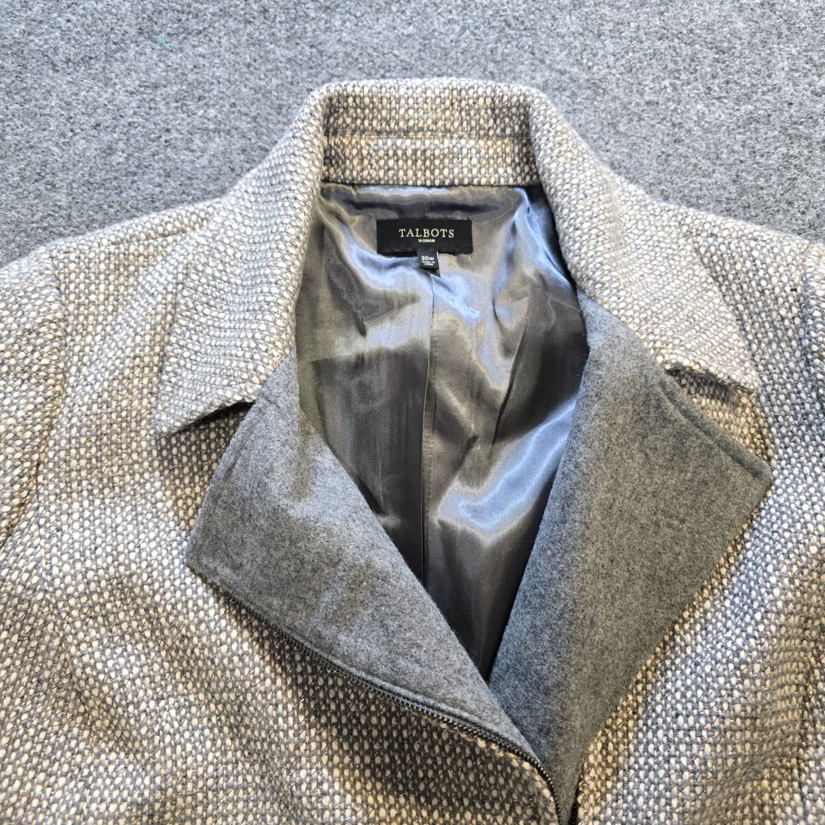 Talbots Talbots Coat Womens Size 20W Gray Beige Wool Blend Tweed Full Zip Lined Capsule Size 3XL / US 20-22 - 2 Thumbnail