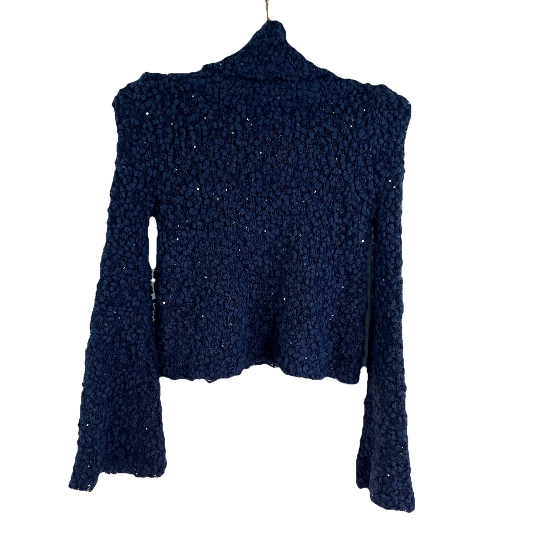 Vintage Chelsea & Violet Ariana Pebble Knit Bell Sleeve Sweater Womens XS Sapphire Blue Pullover Casual Knit Open-Knit Sweater Womens XS Bell Sleeve 90s? Size XS / US 0-2 / IT 36-38 - 7 Thumbnail