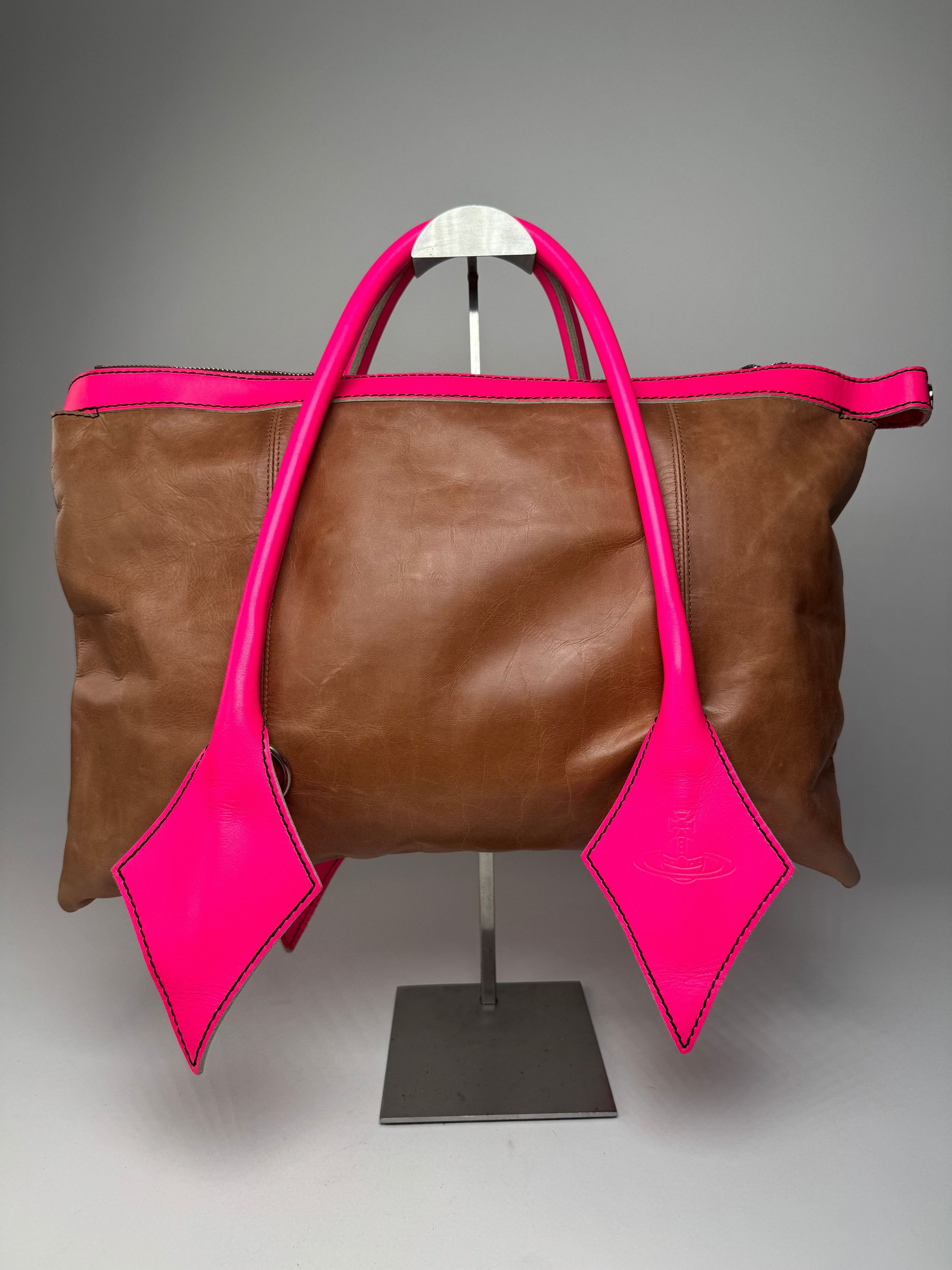 Vivienne Westwood Vintage 2Way Leather Handbag Brown Pink Size ONE SIZE - 1 Thumbnail