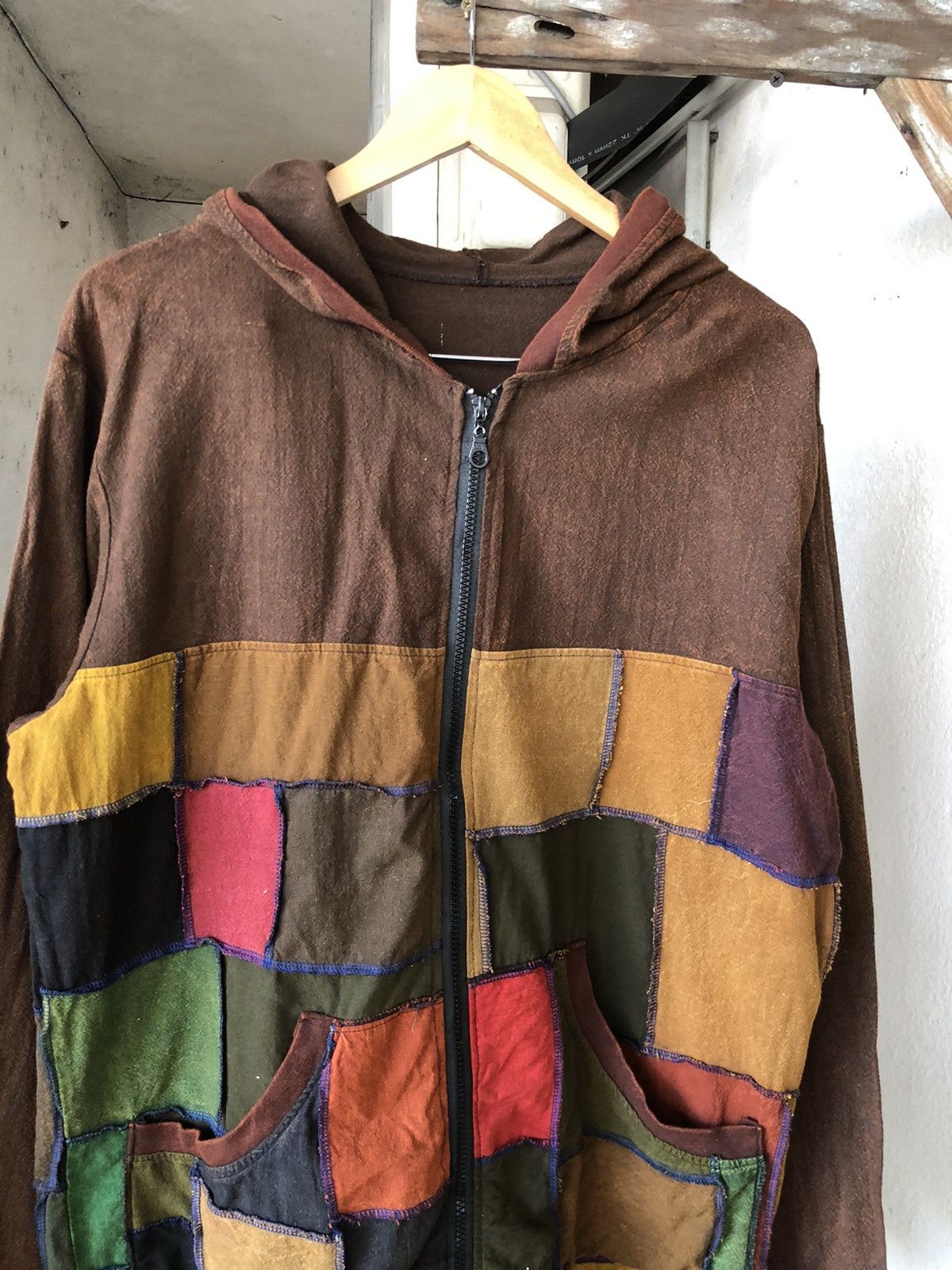 Vintage Unbrands Patchwork Zipper Jacket Hoodie Size US L / EU 52-54 / 3 - 5 Thumbnail