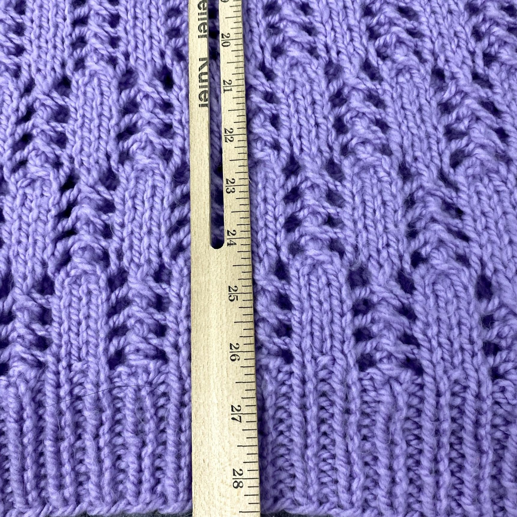 Vintage HANDMADE KNIT Sweater V-Neck Open-Knit Pullover One Size Purple Women Size ONE SIZE - 6 Thumbnail
