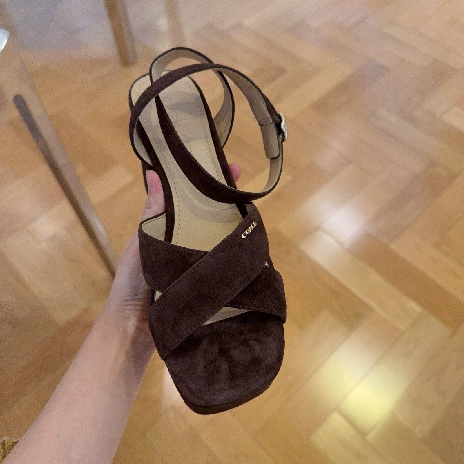 Coach NEW COACH Women's Block Heel Sandal Velvet CCI07 Maple us 8 Size US 8 / IT 38 - 1 Thumbnail
