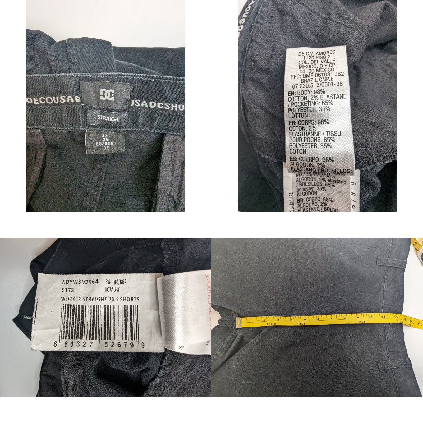 Vintage DC Shoes Chino Shorts Men 32 Black Bottoms Casual Canvas Cotton Flat Front Inseam 9in Relaxed Regular Size 36 Size US 36 / EU 52 - 8 Thumbnail