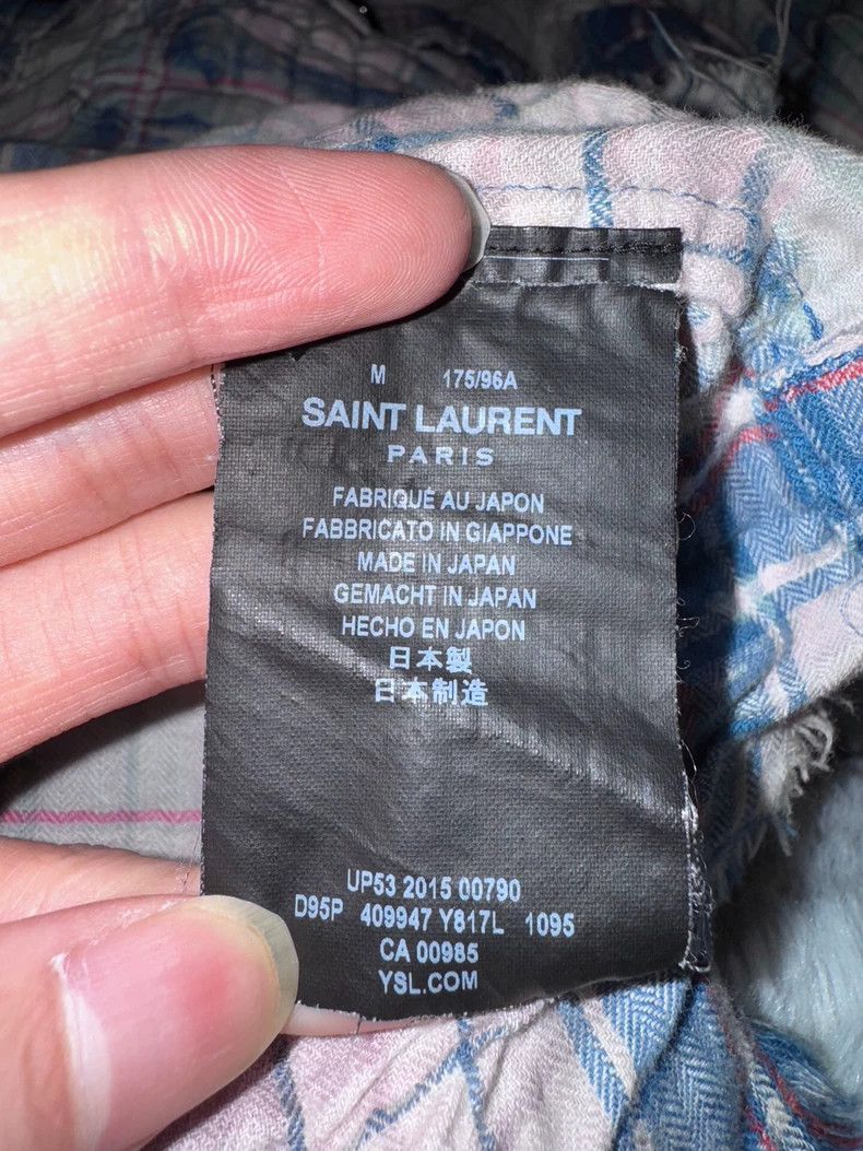 Yves Saint Laurent Saint Laurent 16ss Show Blue Rendered Fringe Pleated Shirt Size US M / EU 48-50 / 2 - 6 Thumbnail