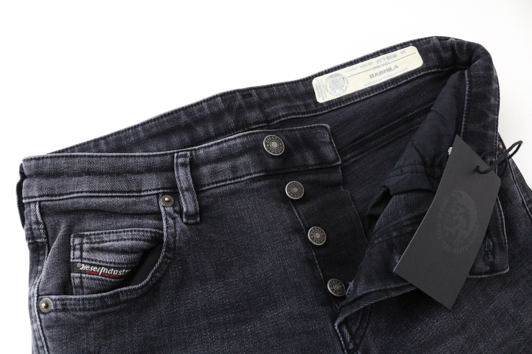 Diesel BABHILA 081AH W26/L32 Grey Buttoned Jeans 71714 Size 26" / US 2 / IT 38 - 3 Thumbnail