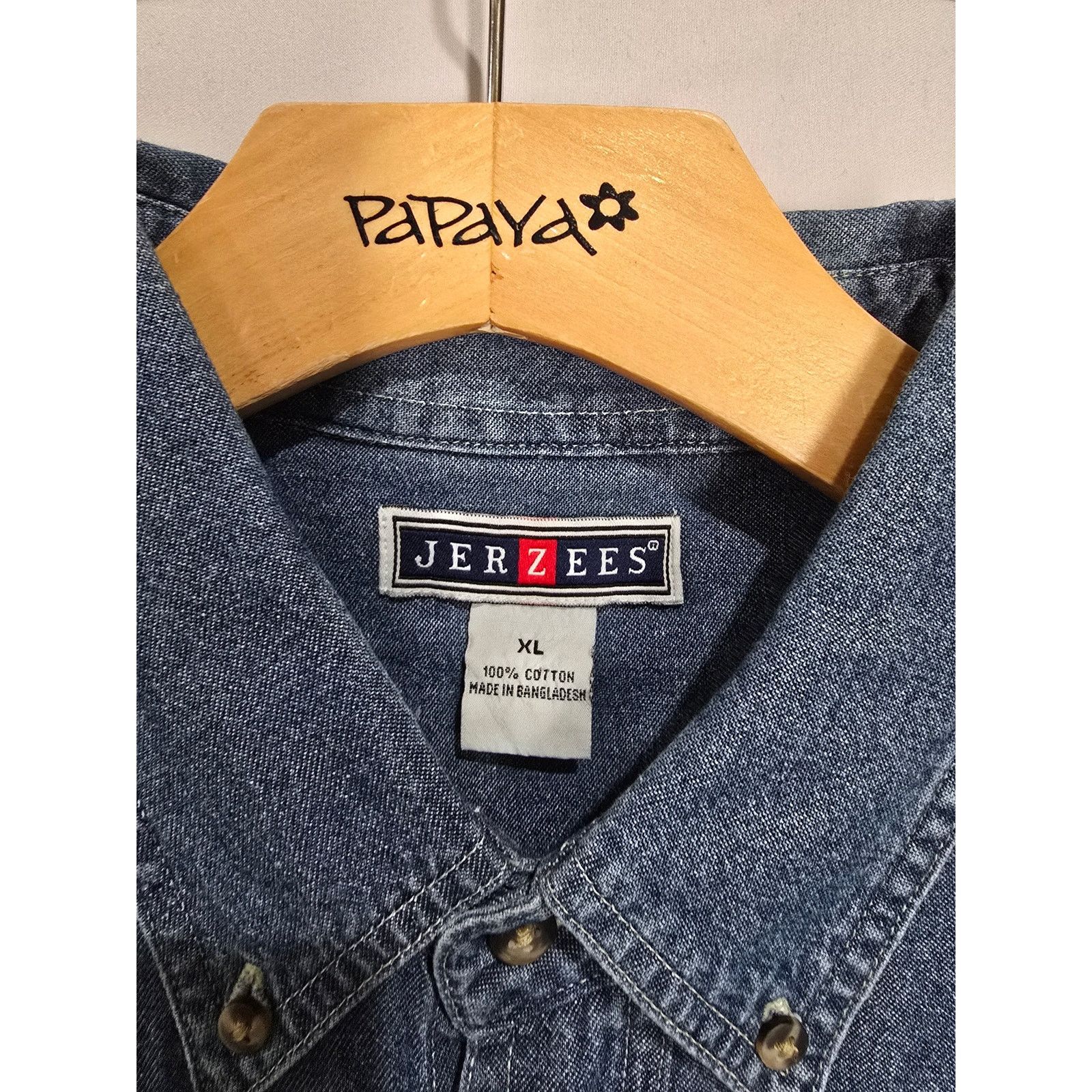 Jerzees Branson MO Jerzees Denim Jean Shirt XL Cotton Button Down Size US XL / EU 56 / 4 - 5 Thumbnail