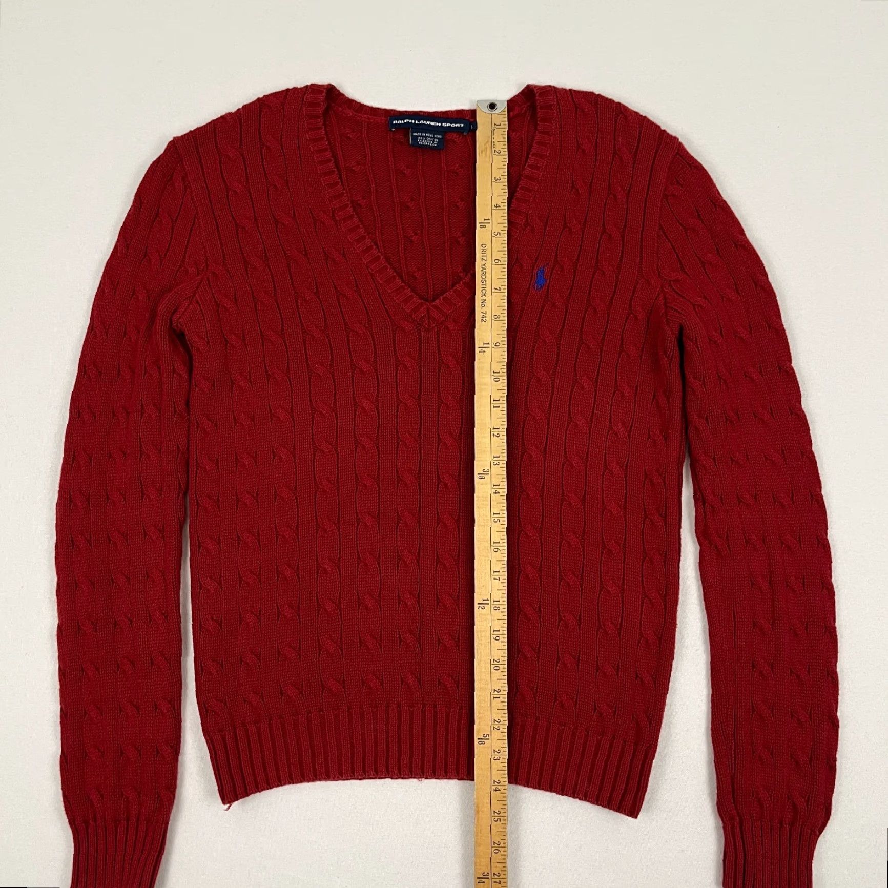 Polo Ralph Lauren VTG Ralph Lauren Sport Sweater Womens L Red Cable Knit Jumper Preppy Academia Size L / US 10 / IT 46 - 4 Thumbnail
