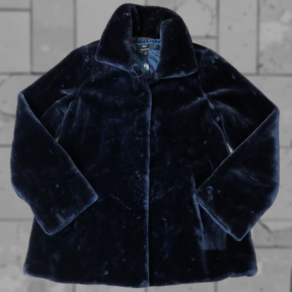 Vintage DENNIS BASO Women's Velour Jacket, Size M, Navy Blue, Button Front Size M / US 6-8 / IT 42-44 - 1 Thumbnail