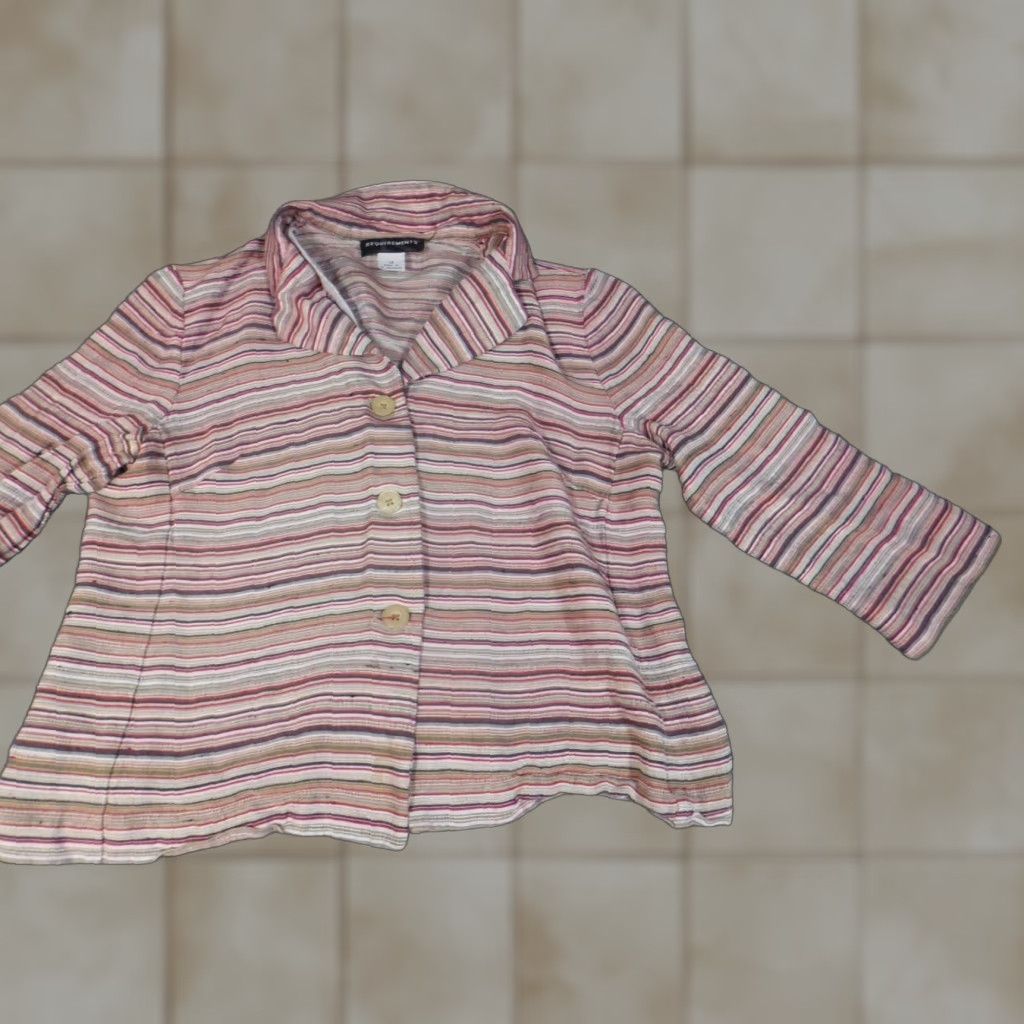 Pinko Requirements Blouse Women 14 Pink Striped Button Crew Neck Short Sleeve Cap Sleeve Cotton Pullover Casual Regular Basic Classic Stretch Modern Size XL / US 12-14 / IT 48-50 - 1 Thumbnail