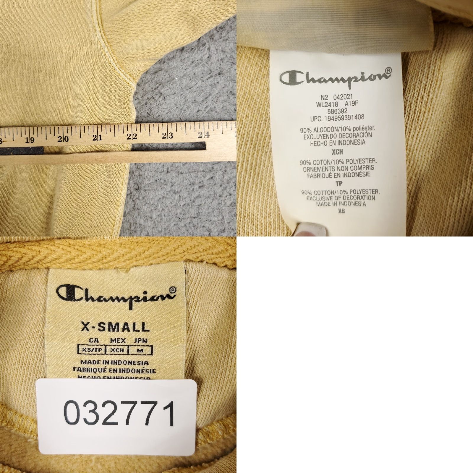 Champion Champion Hoodie Adult XS Yellow Pullover Long Sleeve Sweatshirt Sports Mens Size US XS / EU 42 / 0 - 8 Thumbnail