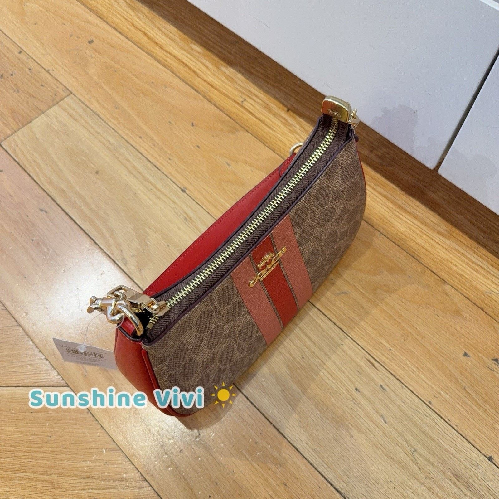 Coach NWT Coach Teri Shoulder Bag With STRIPE CAL81 Gold/Tan Multi Size ONE SIZE - 2 Thumbnail