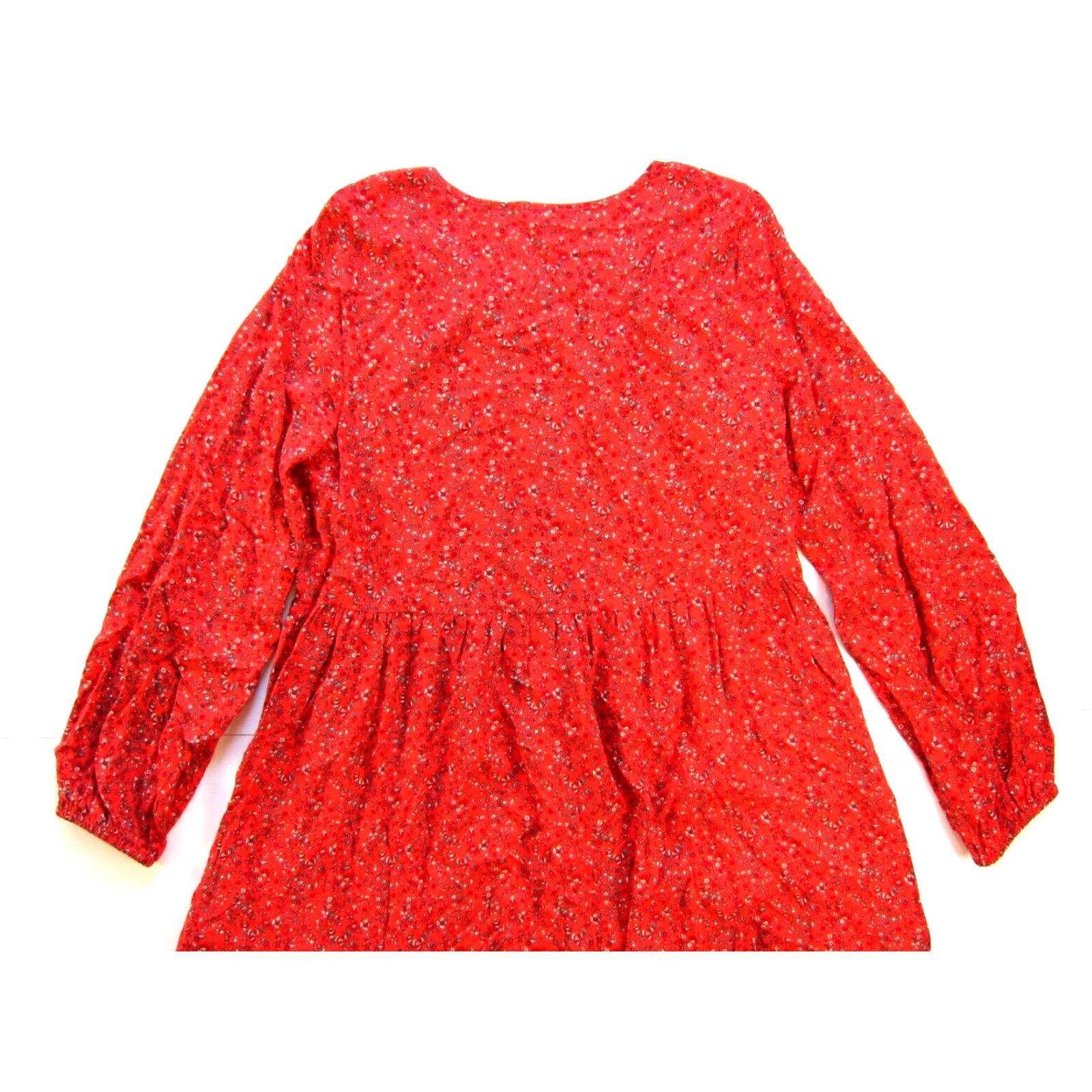 Old Navy Old Navy Floral Long Sleeve Tunic Dress Small Red Rayon Fit & Flare Smock Dress Size S / US 4 / IT 40 - 5 Thumbnail