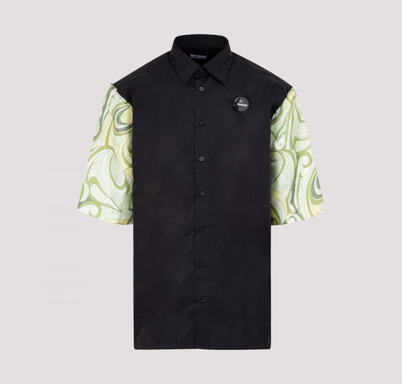 Raf Simons RAF SIMONS S/S21 Boxy Black Shirt with Silk Sleeves and Pin Size US M / EU 48-50 / 2 - 1 Thumbnail
