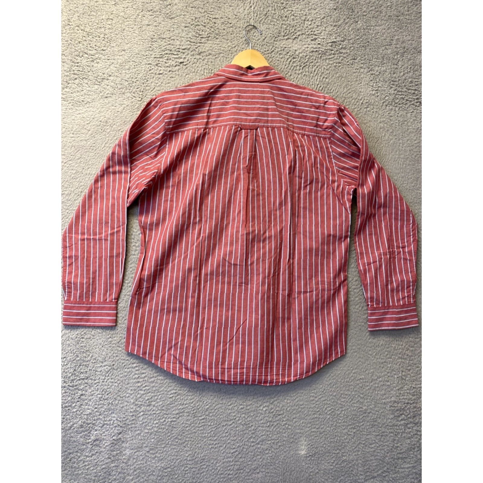 Club Room Club Room Dress Shirt Men M 100% Cotton Blue Maroon Striped Button-Down Wrinkle-Resistant Regular Sleeve 34/35 PMID 12331 Size 40R - 6 Thumbnail