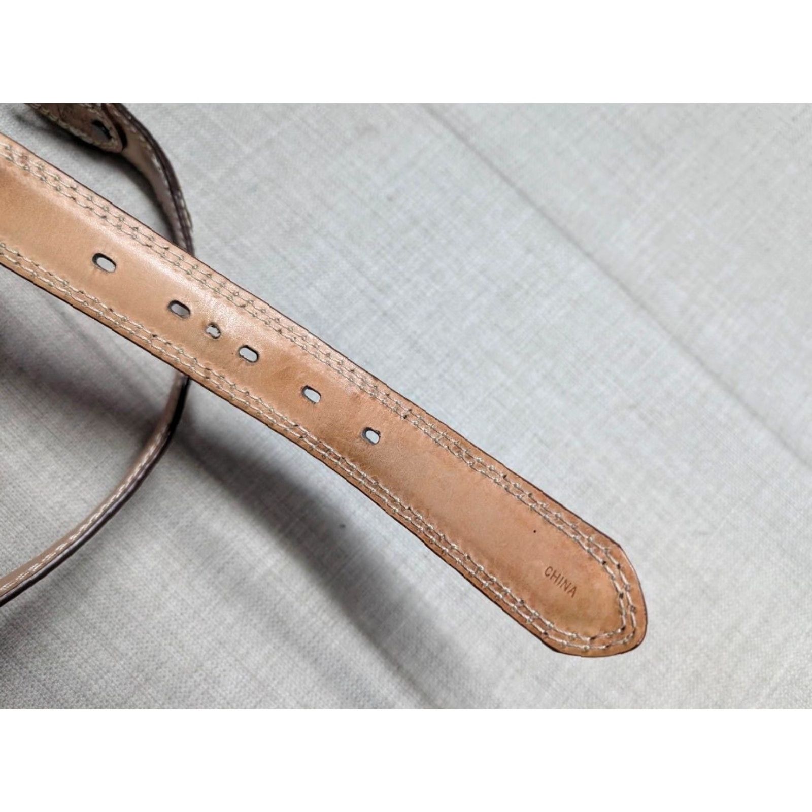 Tony Lama VINTAGE Tony Lama Western Belt Buckle 36 Brown Leather Cowhide Stitched Men Belt 1-3/8" Western Belt 36 Mens Size 36 - 4 Thumbnail