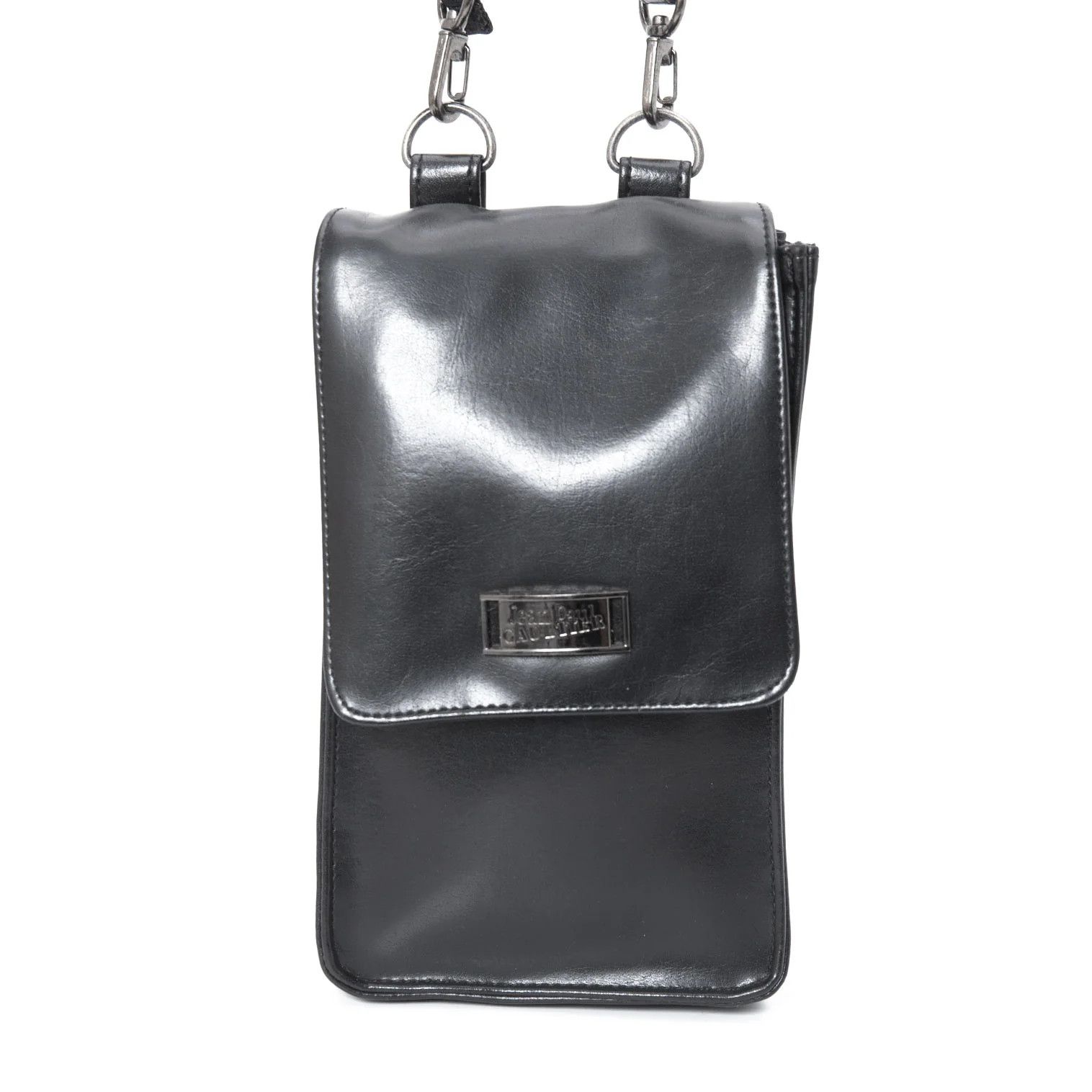 Jean Paul Gaultier Faux Leather Metal Plate Shoulder Bag in Black Size ONE SIZE - 3 Thumbnail