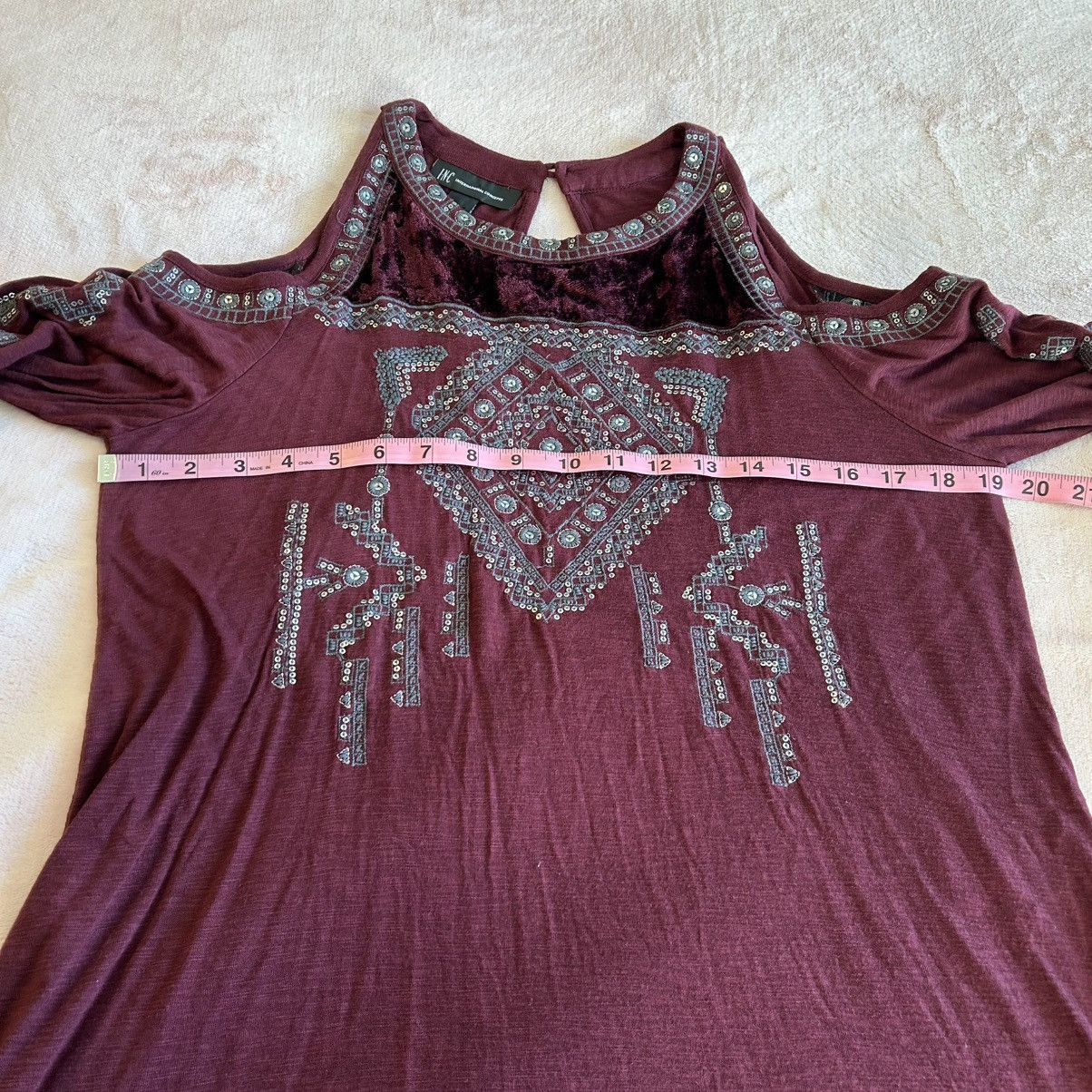 I.N.C INC International Concepts burgundy embroidered LS top S Size S / US 4 / IT 40 - 10 Thumbnail
