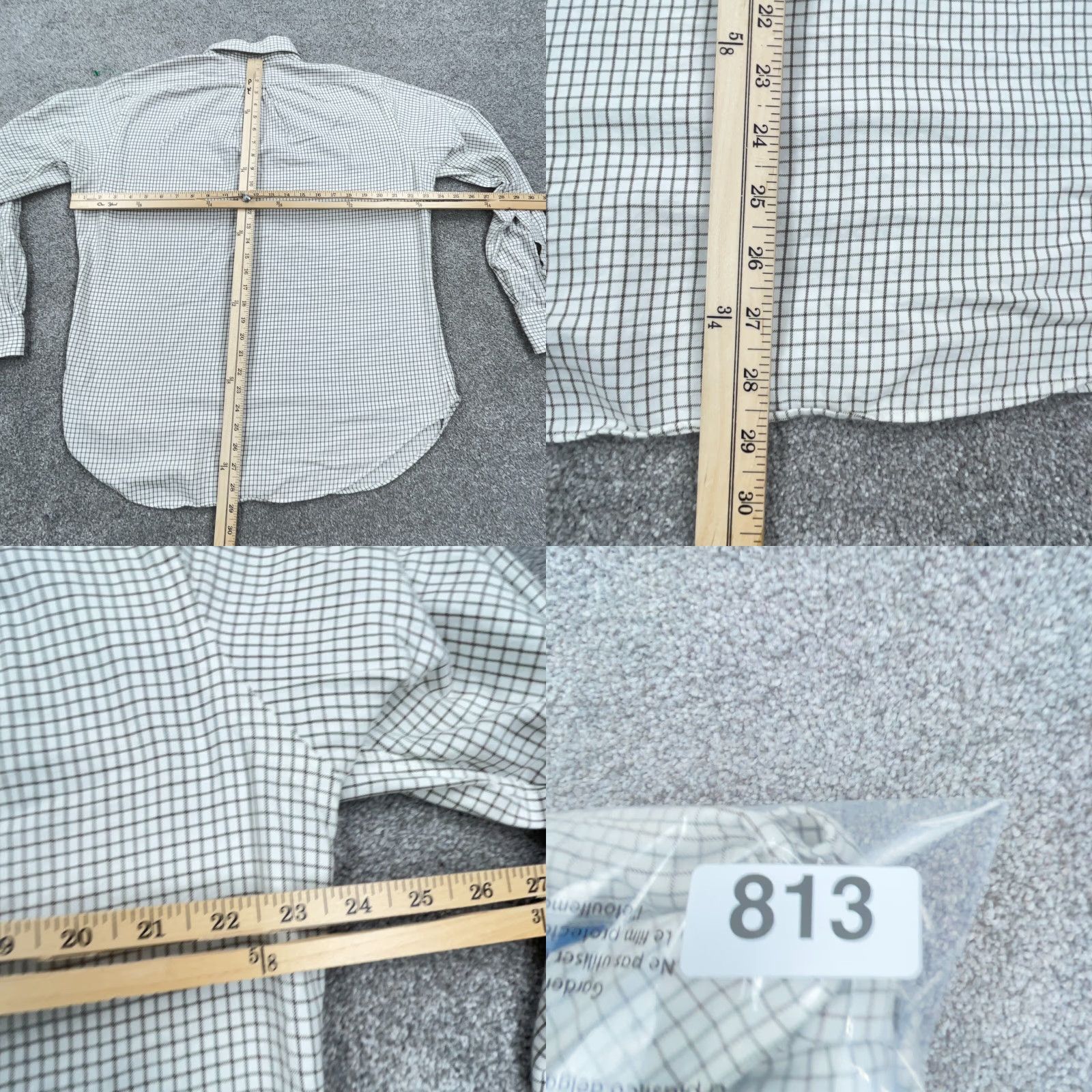 Ralph Lauren Ralph Lauren Shirt Men Large White Brown Button Up Classic Fit Grid Check Dress Mens Size 46R - 8 Thumbnail