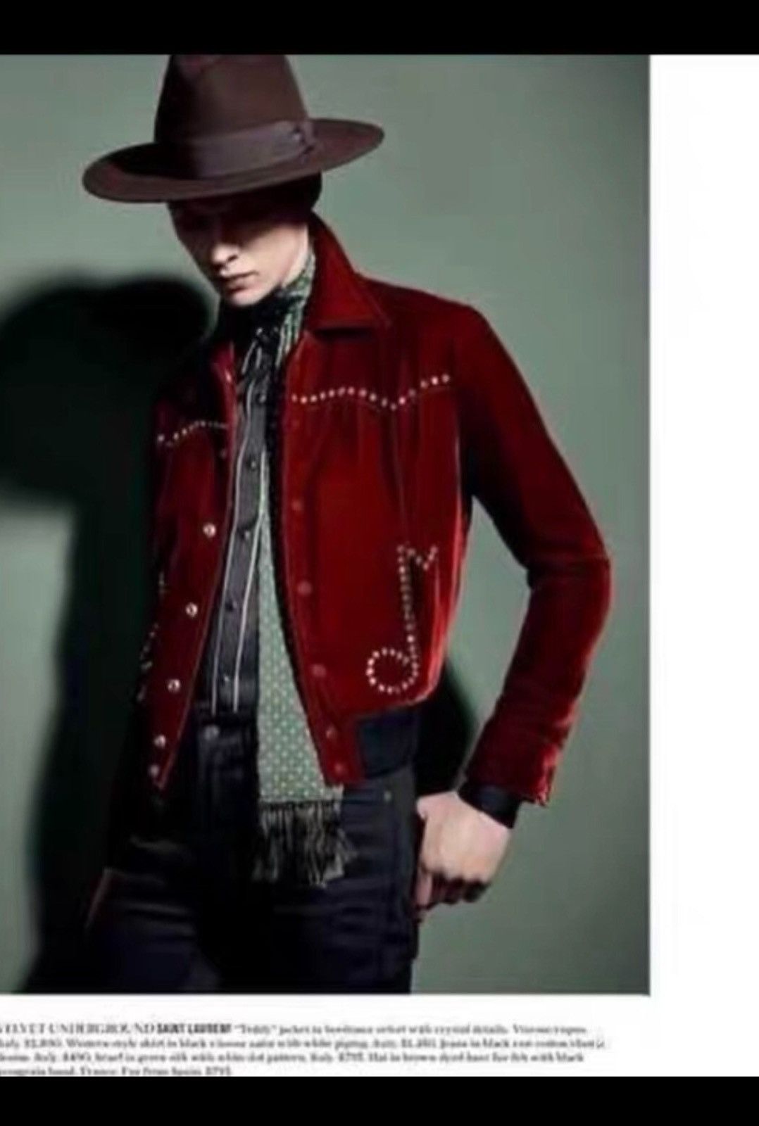 Saint Laurent Paris Saint Laurent SLP 2016FW Wine Red Velvet Musical Note Jacket Size US S / EU 44-46 / 1 - 5 Thumbnail