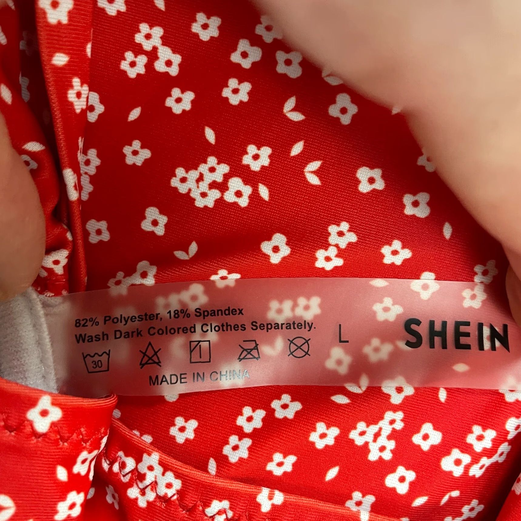 Shein Shein Red Floral Bandeau Bikini Top Large Women Self Tie Spaghetti Strap Beach Swim Top Size L / US 10 / IT 46 - 5 Thumbnail