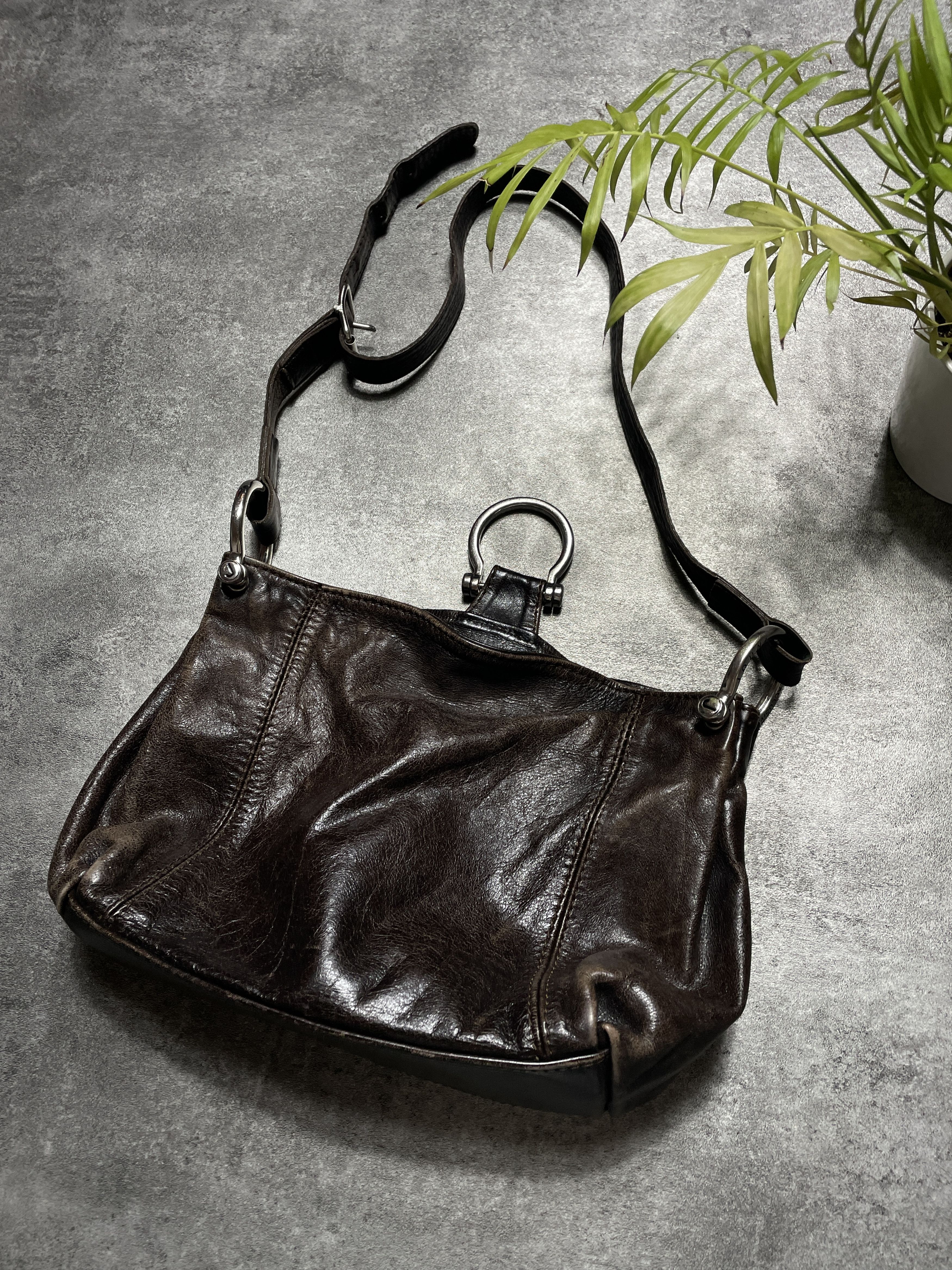 Genuine Leather ❗️RARE❗️Vintage Y2K Avant Garde Leather Belt Bag Size ONE SIZE - 3 Thumbnail