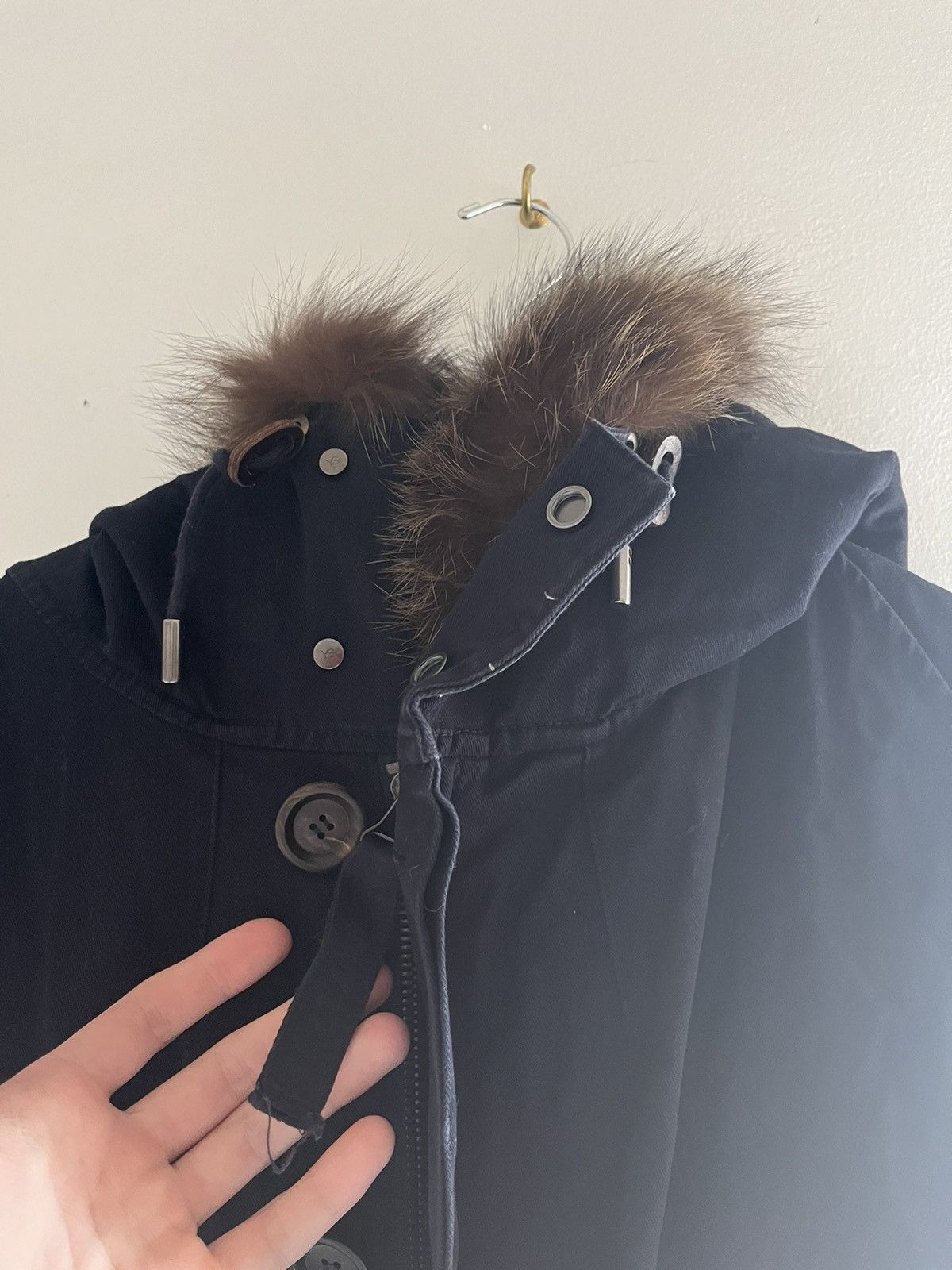 YVES SALOMON Blue Parka - detachable fox & rabbit fur liner