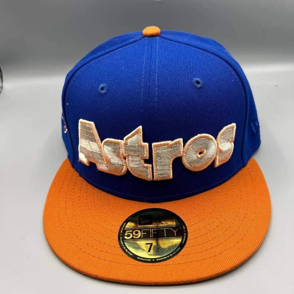 New Era Houston Astros Hat Men 7 1/2 59Fifty New Era MLB Fitted Cap Size ONE SIZE - 3 Thumbnail