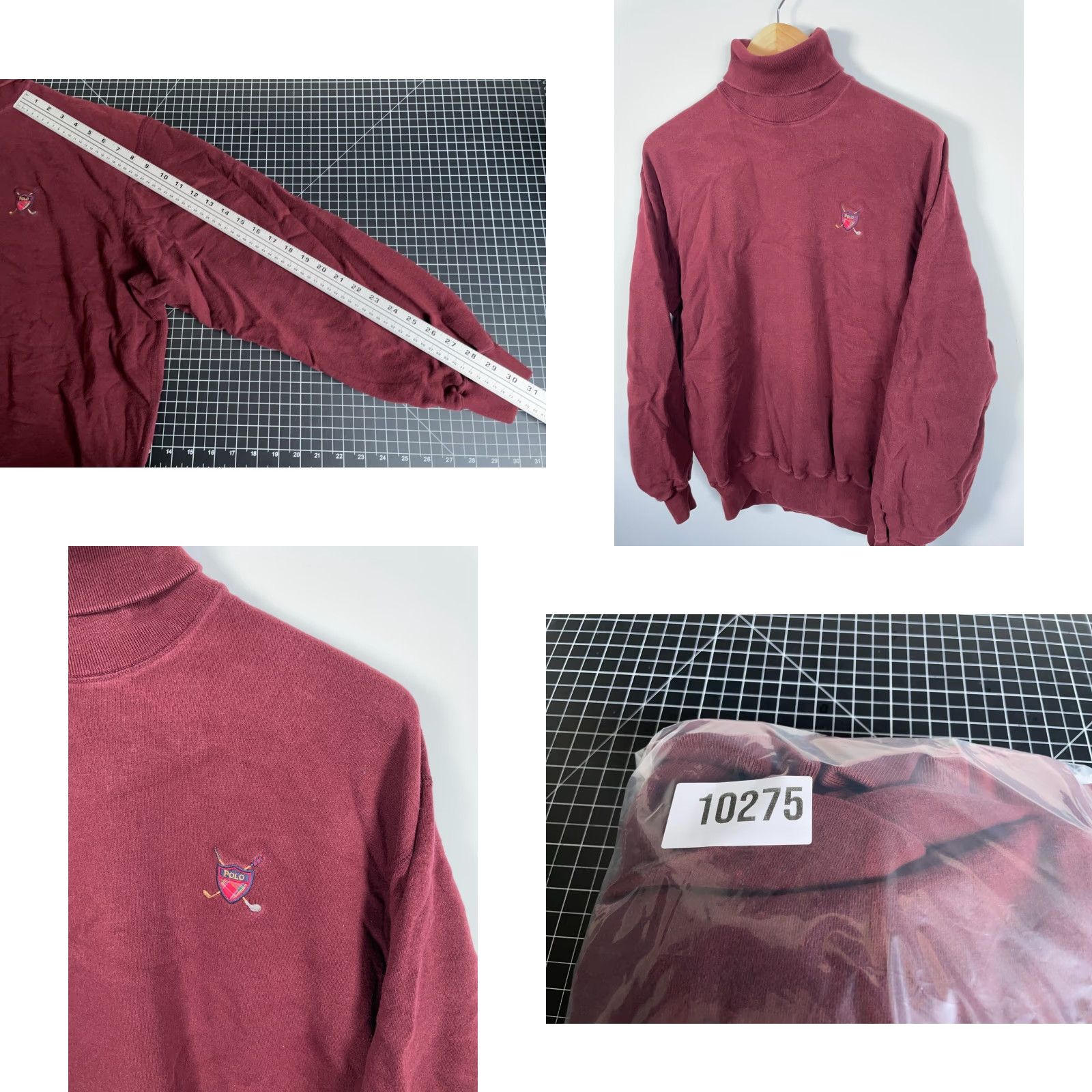 Polo Ralph Lauren VINTAGE Polo Ralph Lauren Sweatshirt Turtleneck Mens Large Dark Red Relaxed Fit Polo Ralph Lauren Sweatshirt Size US L / EU 52-54 / 3 - 8 Thumbnail