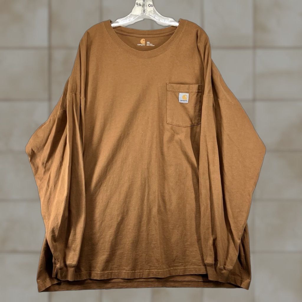 Carhartt Carhartt Mens T-Shirt Long Sleeve 4XL All Cotton Burnt Orange Brown Crew Neck Logo 2012 Outdoor Classic Heavyweight Pockets Size US XXL / EU 58 / 5 - 1 Thumbnail