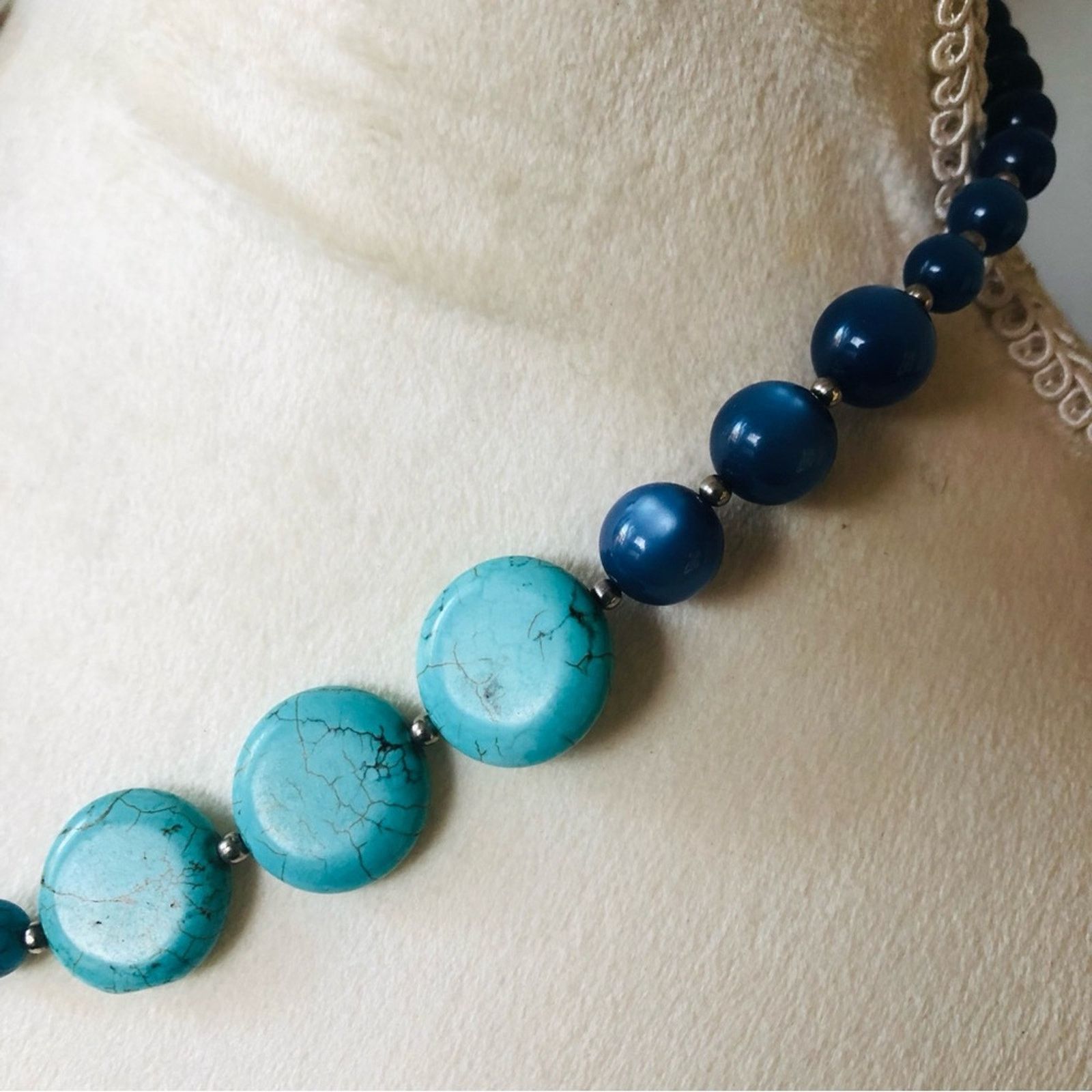 Handmade Handcrafted repurpose howlite genuine stone necklace Size ONE SIZE - 8 Thumbnail