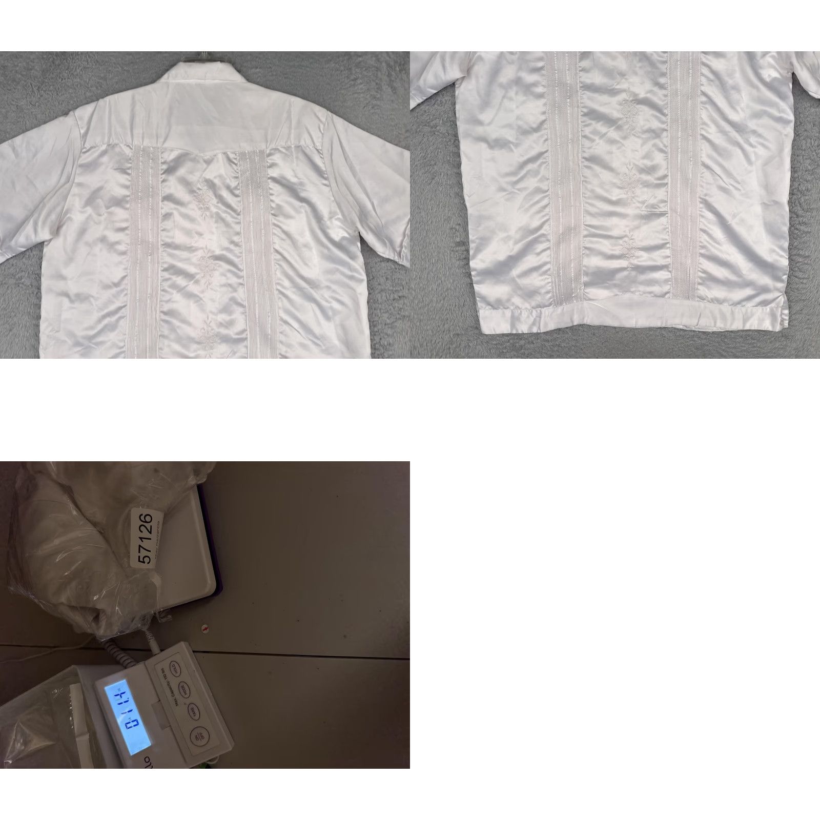 Vintage First Line Shirt Mens XL White Satin Guayabera Wedding Short Sleeve Button Up Size US XL / EU 56 / 4 - 9 Thumbnail