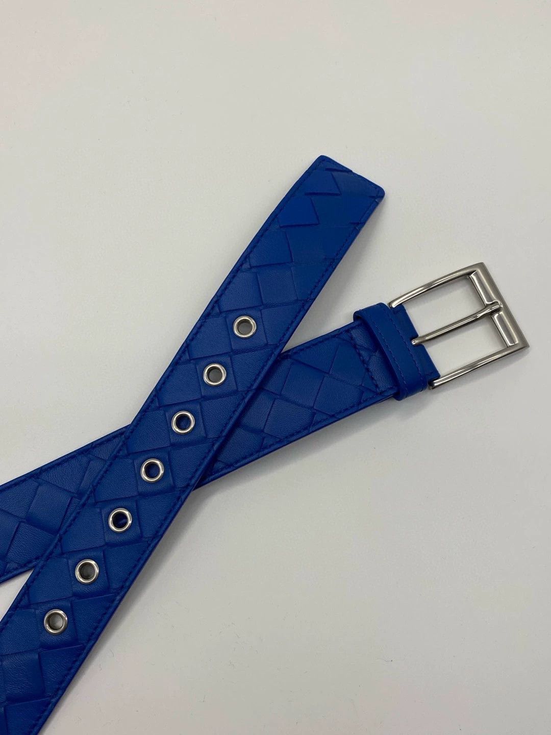 Bottega Veneta Bottega Veneta Blue Knitted Leather Belt Size ONE SIZE - 2 Thumbnail