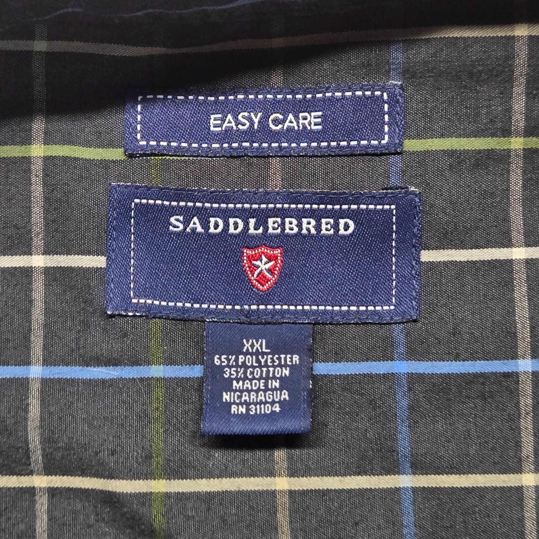 Vintage Saddlebred Shirt Black Checkered Button-Up Long Sleeve Easy Care 2XL Men’s Shirt Black 2XL Mens Size US XXL / EU 58 / 5 - 3 Thumbnail