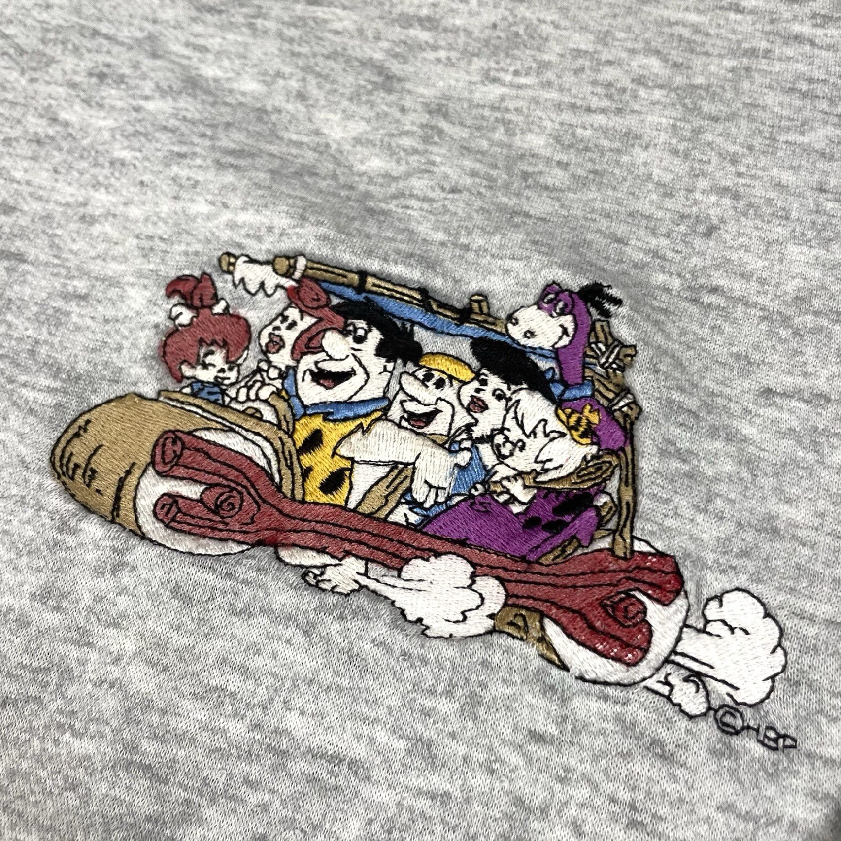 Vintage VINTAGE Flintstones Sweatshirt Adult XL Gray Embroidered Crew Neck Men 90s Pullover Distressed Blitzz Studios Size US XL / EU 56 / 4 - 3 Thumbnail