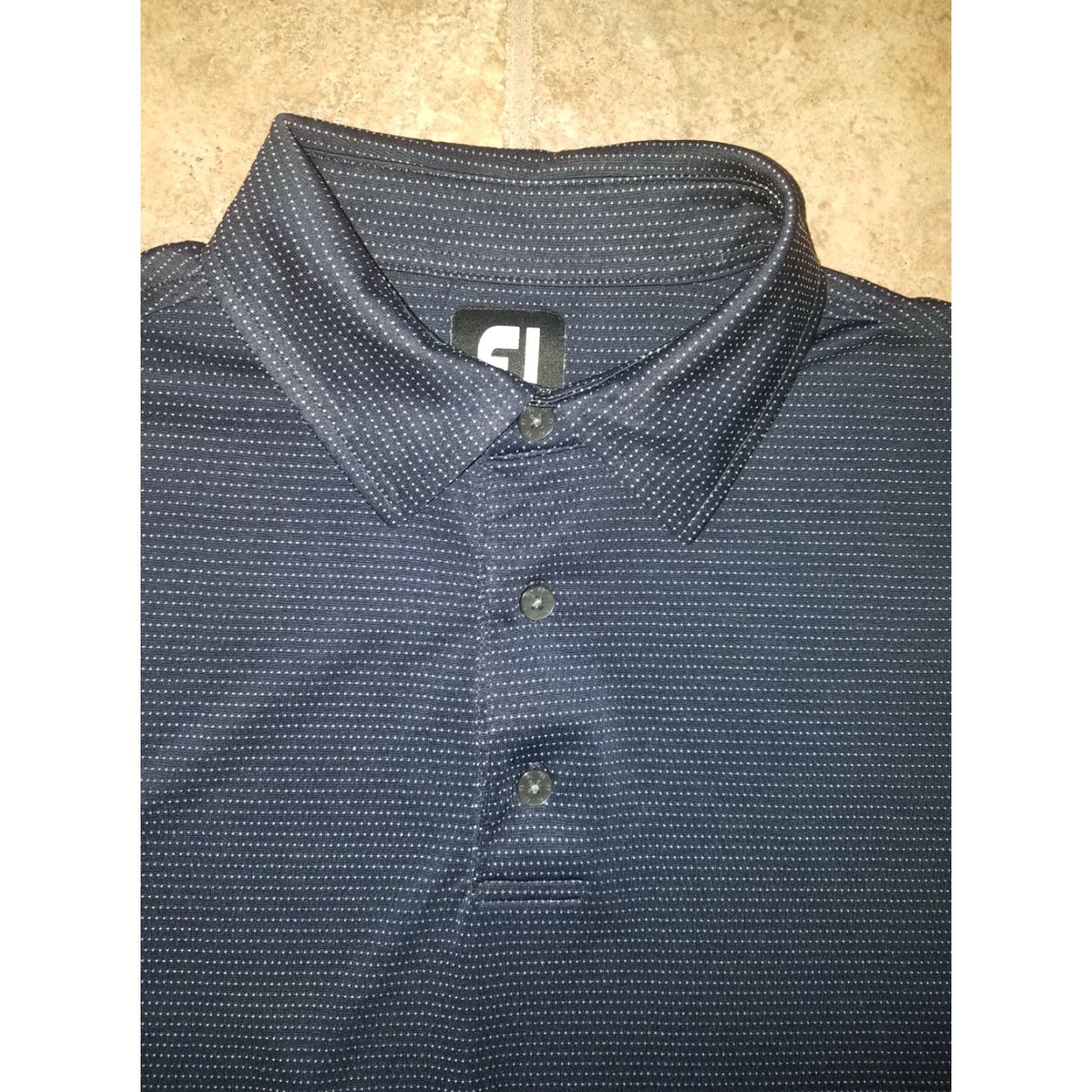 Footjoy FootJoy Polo Golf Shirt Mens L Black Polka Dot Blue Pattern Shirt Size US L / EU 52-54 / 3 - 2 Thumbnail
