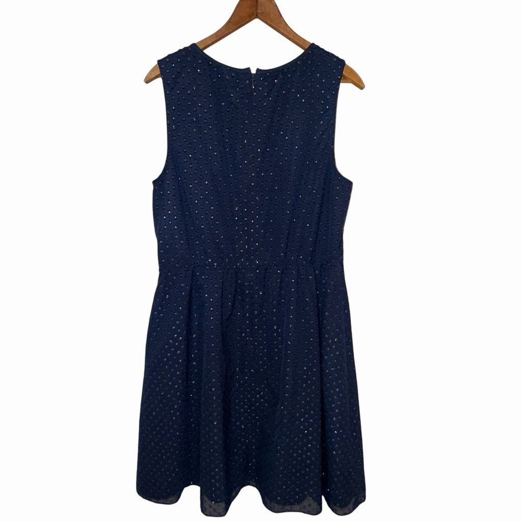 J.Crew J.Crew Navy Swiss Dot Fit Flare Dress12 Neck Sleevless Lined Size XL / US 12-14 / IT 48-50 - 6 Thumbnail
