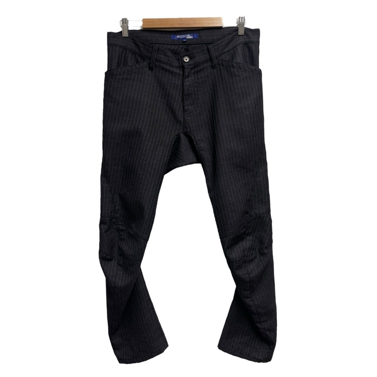 image of Comme Des Garcons x Junya Watanabe Purple Pinstripe J Cut Pants in Black Purple, Men's (Size 32)