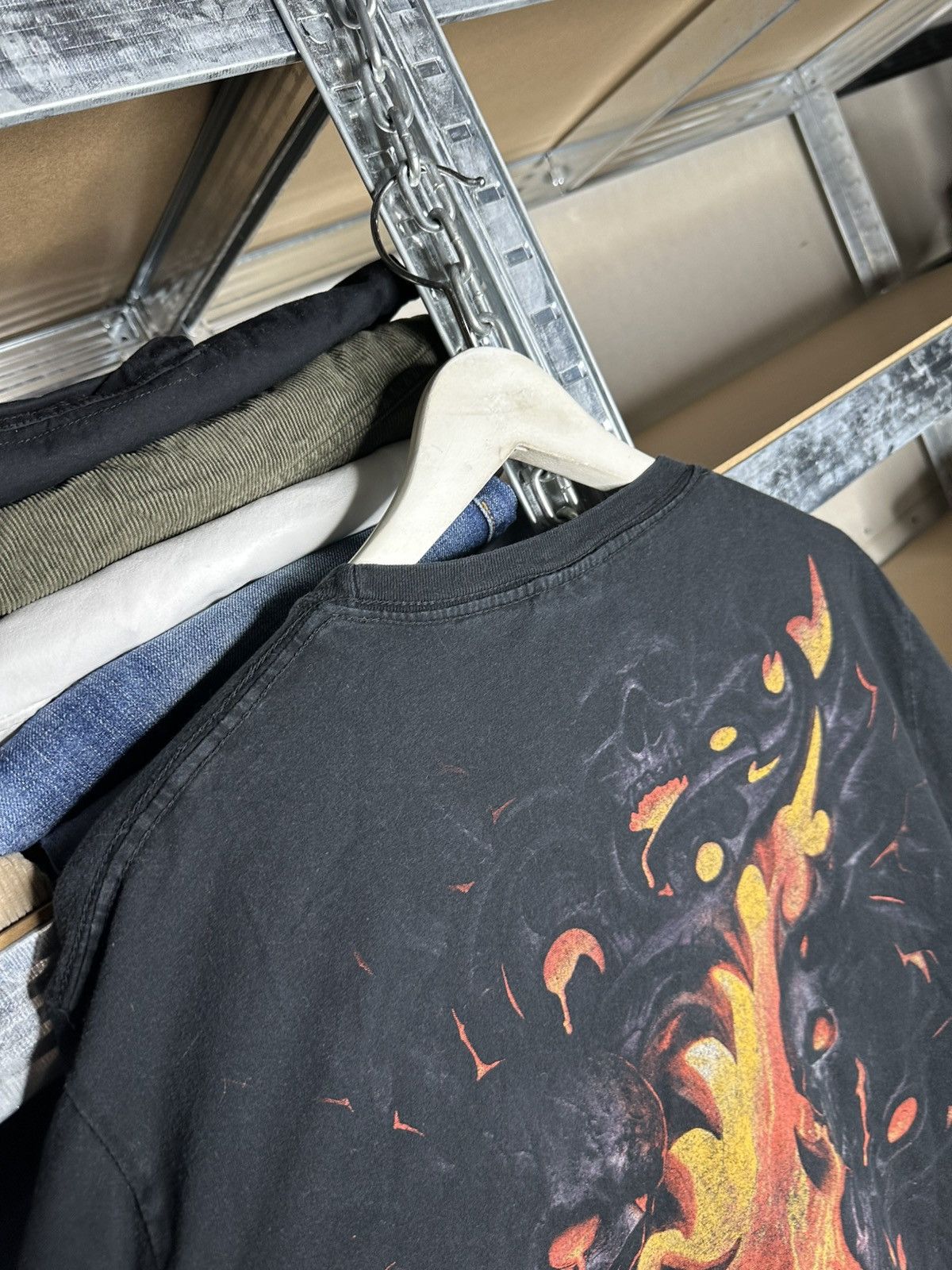 Band Tees Spiral Skull Fire Graphic T-Shirt XL Gothic Flames Horror Size US XL / EU 56 / 4 - 10 Thumbnail