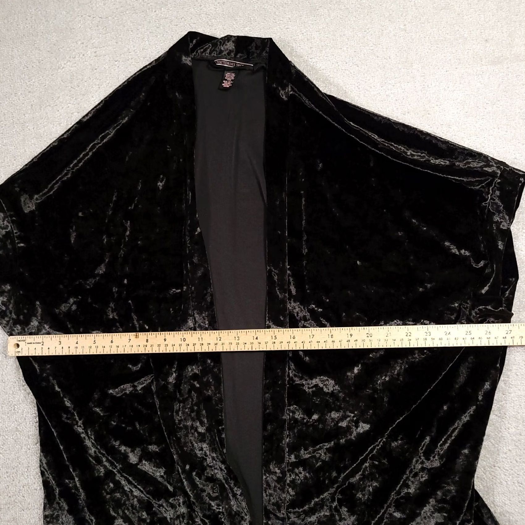 Victoria's Secret VINTAGE Victoria's Secret Crushed Velvet Open Kimono Robe Cover Up Women XS/S Black Size ONE SIZE - 5 Thumbnail