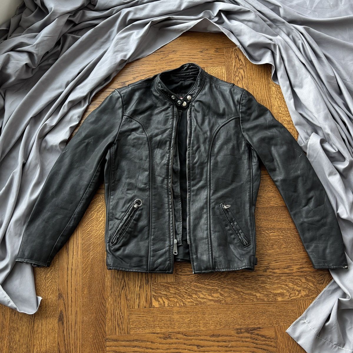 1980s Vintage Brooks Leather Jacket Cafe Racer Made in USA