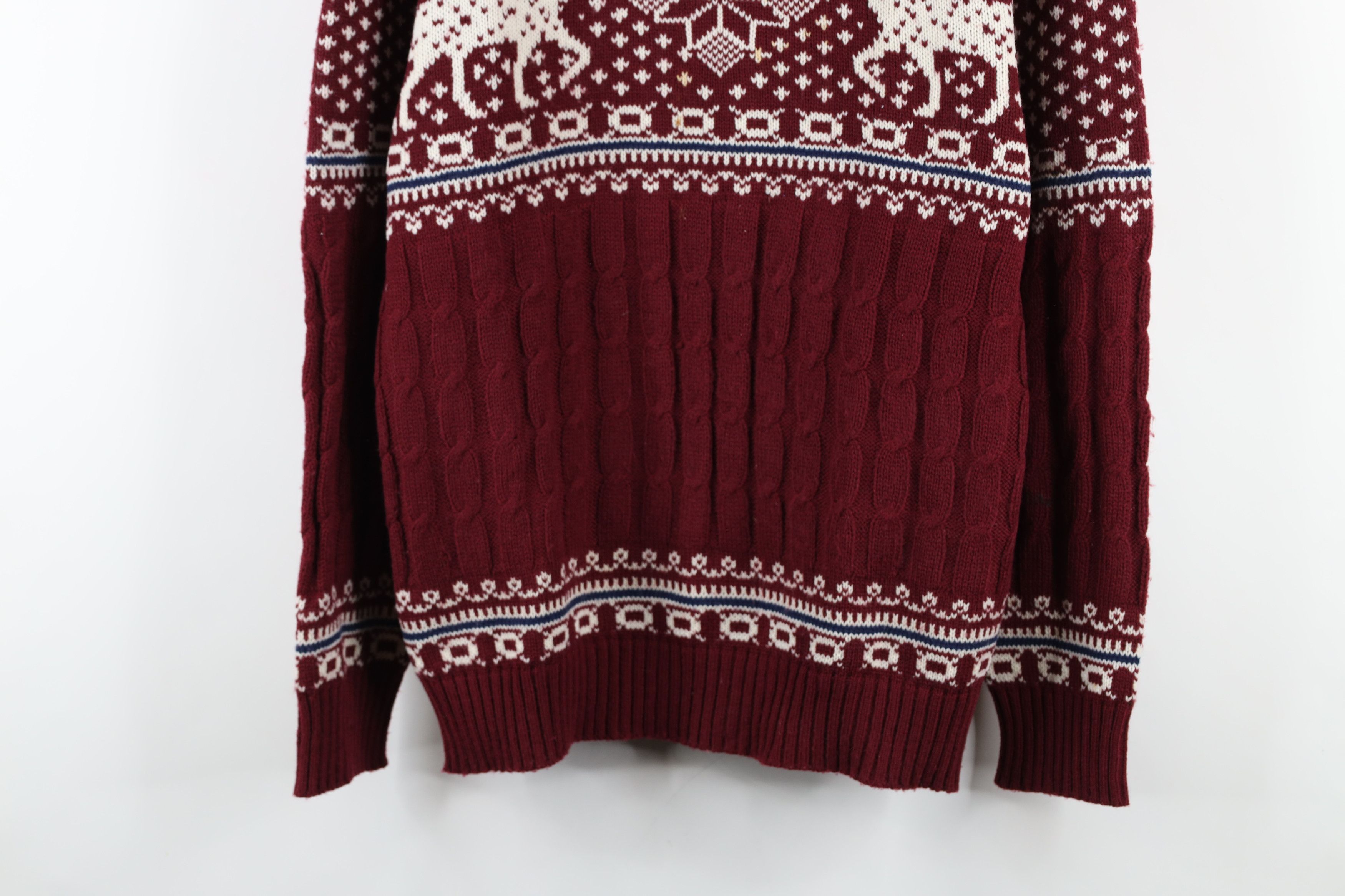 Vintage Vintage 70s Streetwear Fair Isle Reindeer Cable Knit Sweater Size US M / EU 48-50 / 2 - 3 Thumbnail