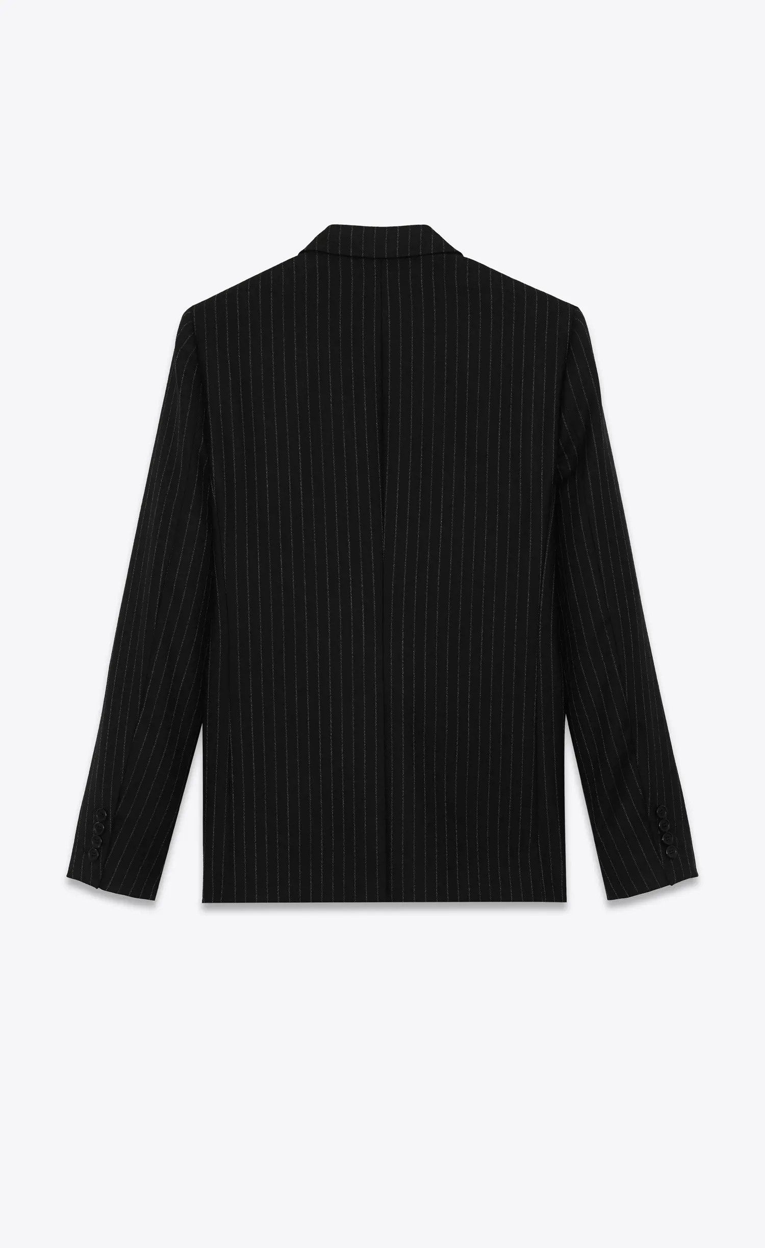 Saint Laurent Paris o1s1wg111224 Jacket Rive Gauche Stripes Wool Flannel Black Size US XL / EU 56 / 4 - 2 Thumbnail