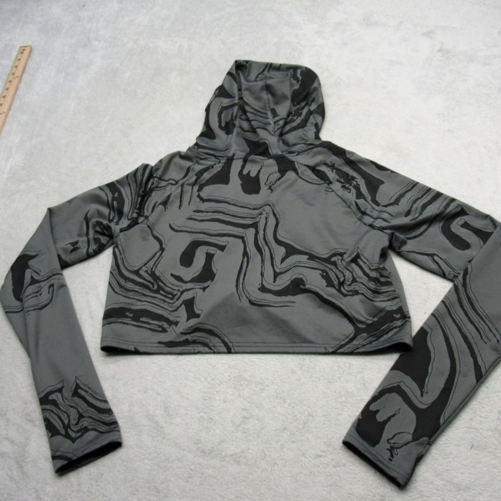 Gymshark Gymshark Cropped Hoodie Womens Small Gray Cinched Hem Pullover Sweatshirt Size S / US 4 / IT 40 - 3 Thumbnail